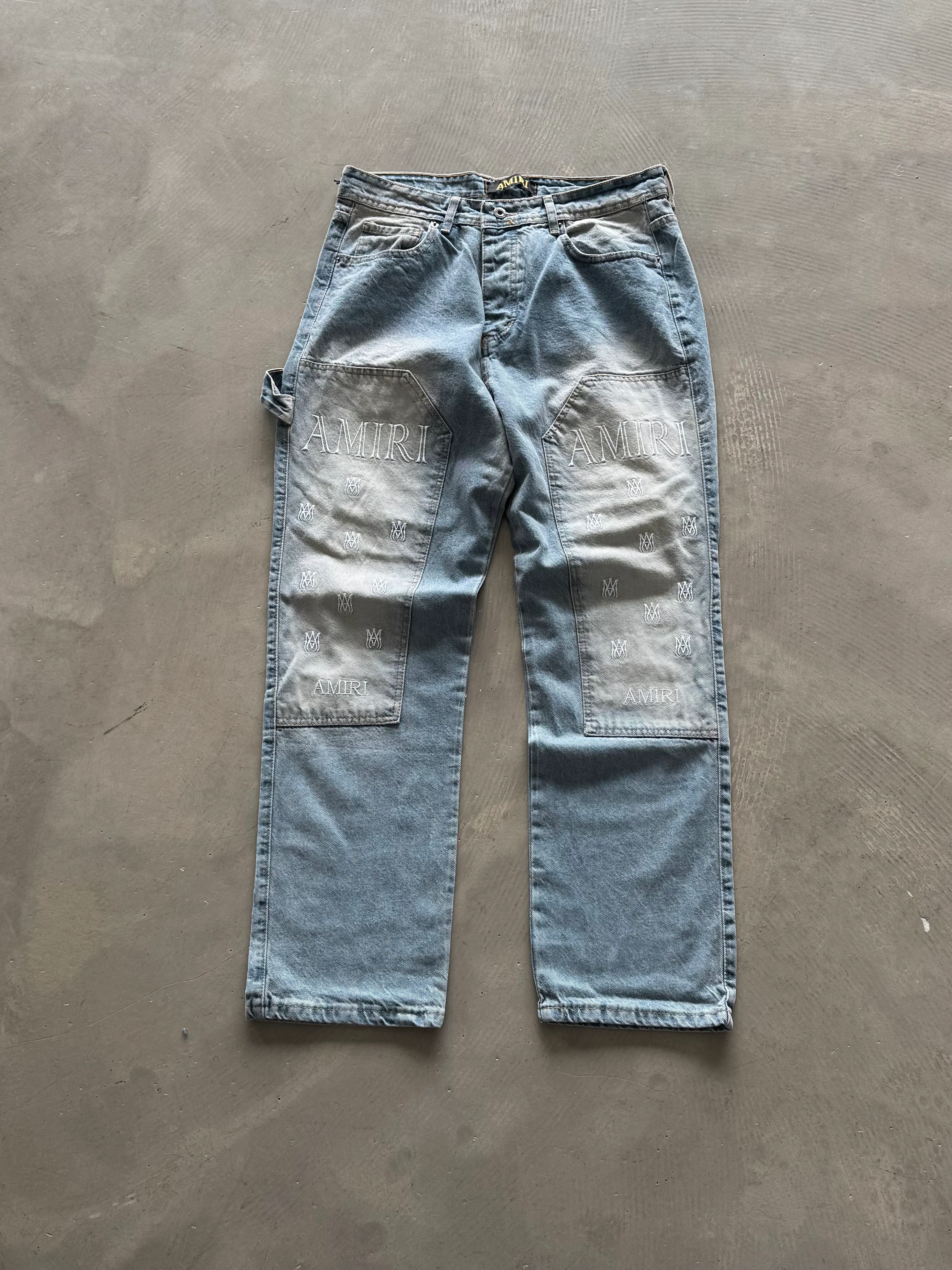 AMR Logolu Nakış Detaylı Pantolon - Mavi