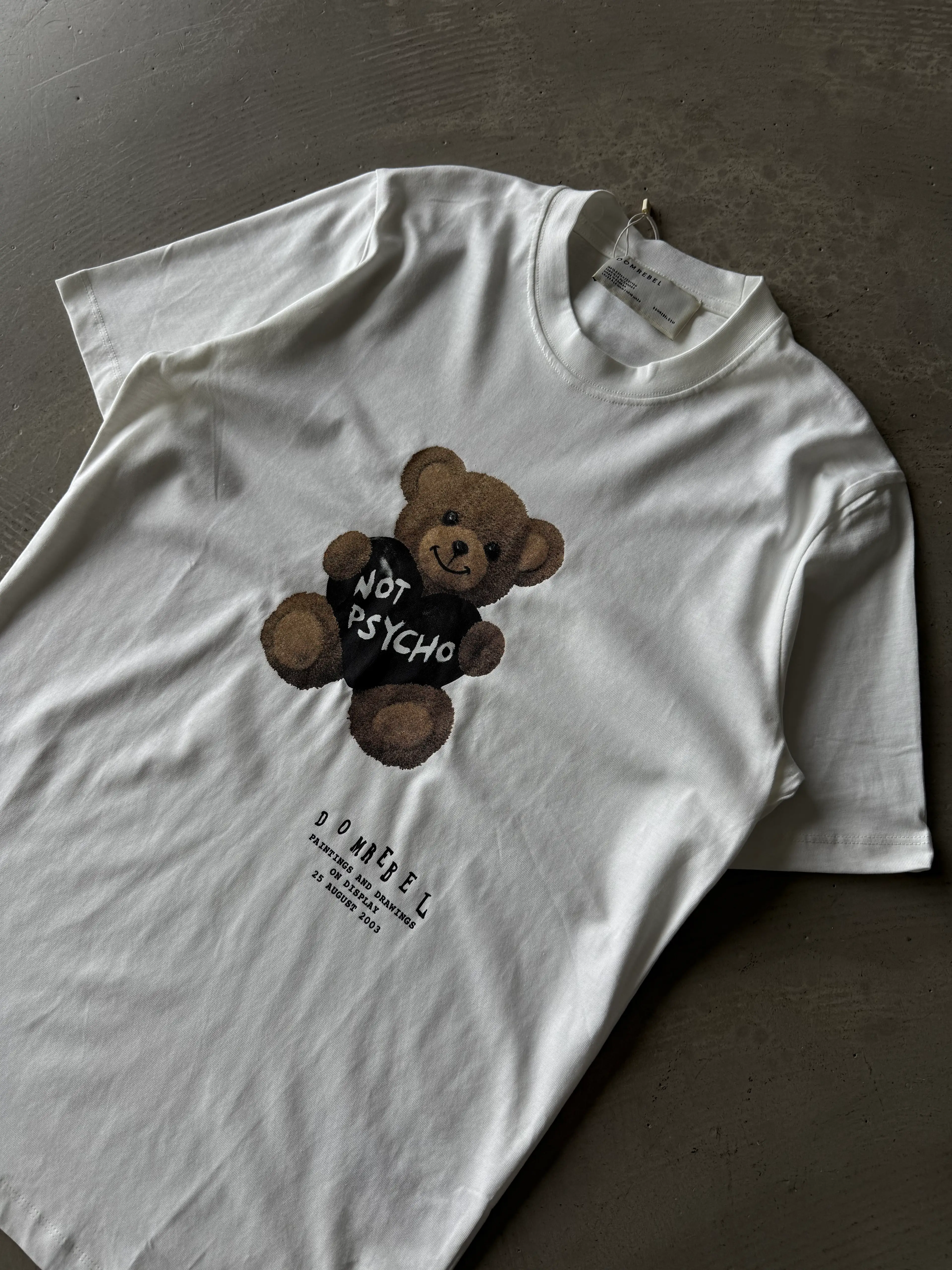 Ayıcık Baskılı " Not Psycho " Basic T-Shirt