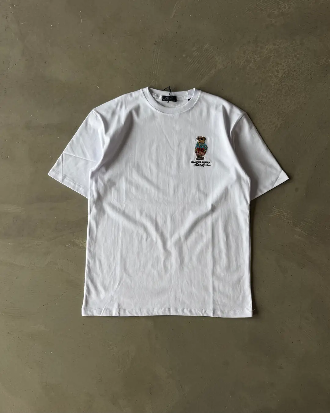 Sol Göğüs Ayıcık Nakışlı Basic T-Shirt