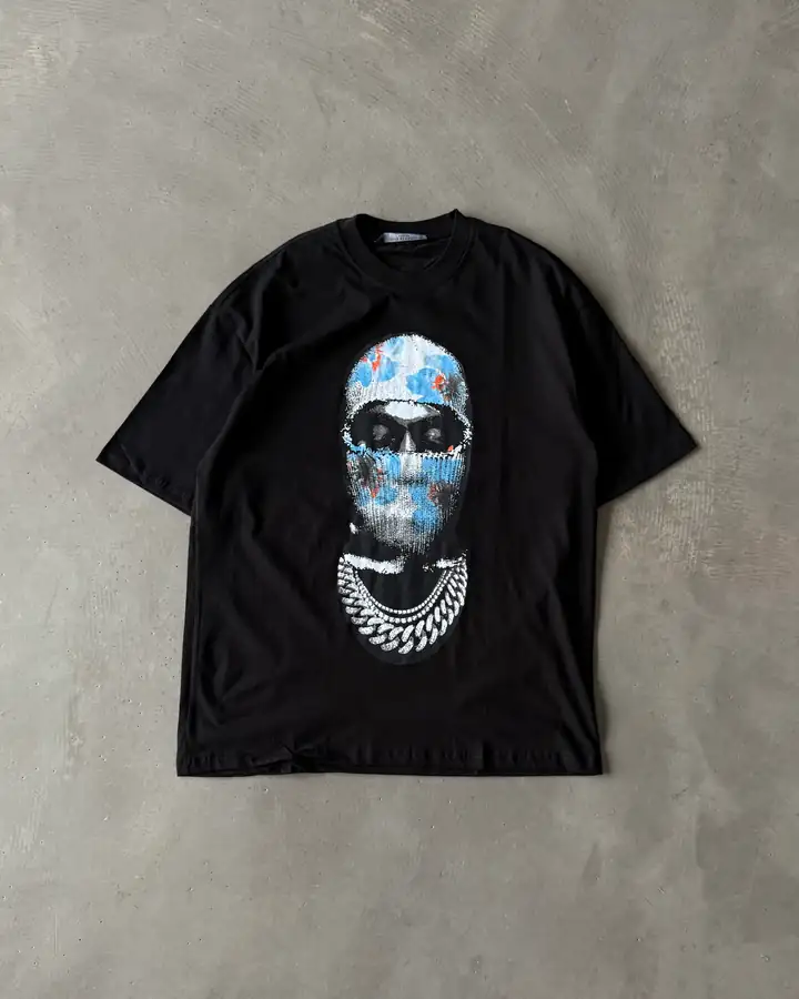 Ön Baskılı Kısa Kollu T-Shirt - Siyah Renk