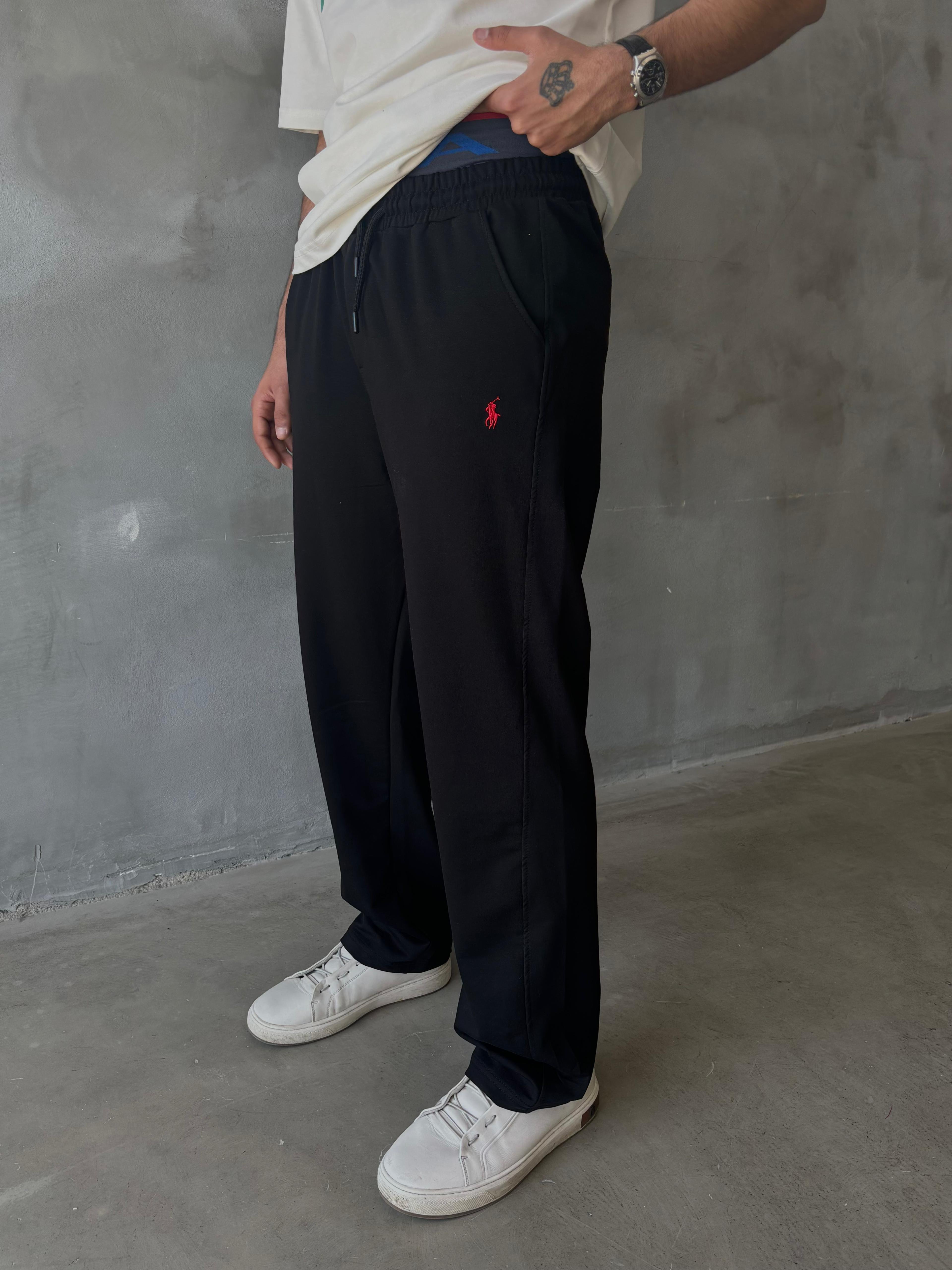 PRL Nakışlı Baggy Fit Eşofman - Siyah