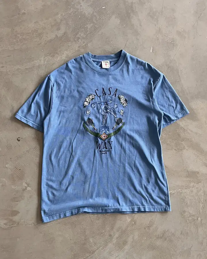 Göğüs Nakış Detaylı T-Shirt - Mavi