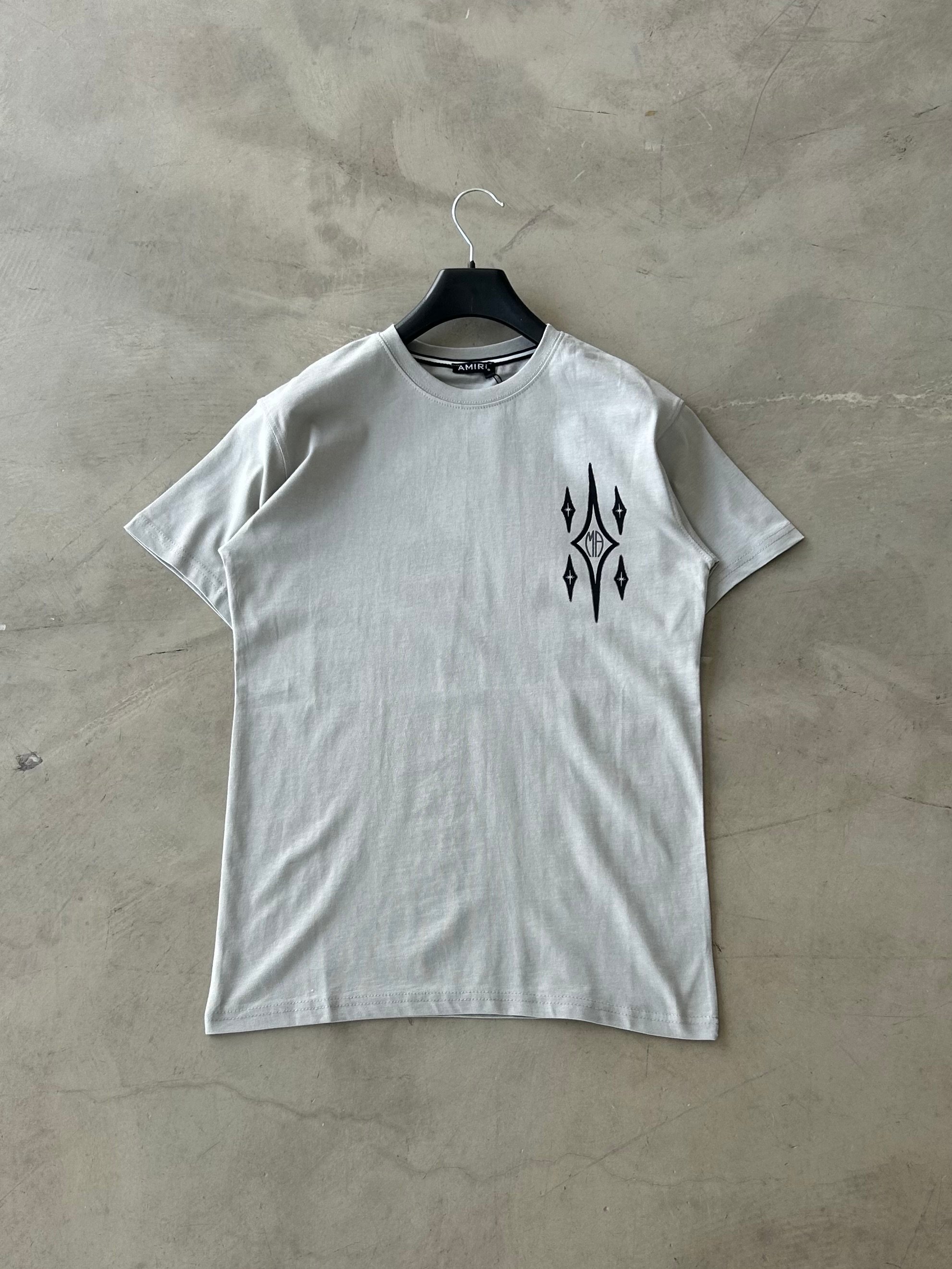 AMR Sırt Baskılı Premium Basic Tshirt - Gri
