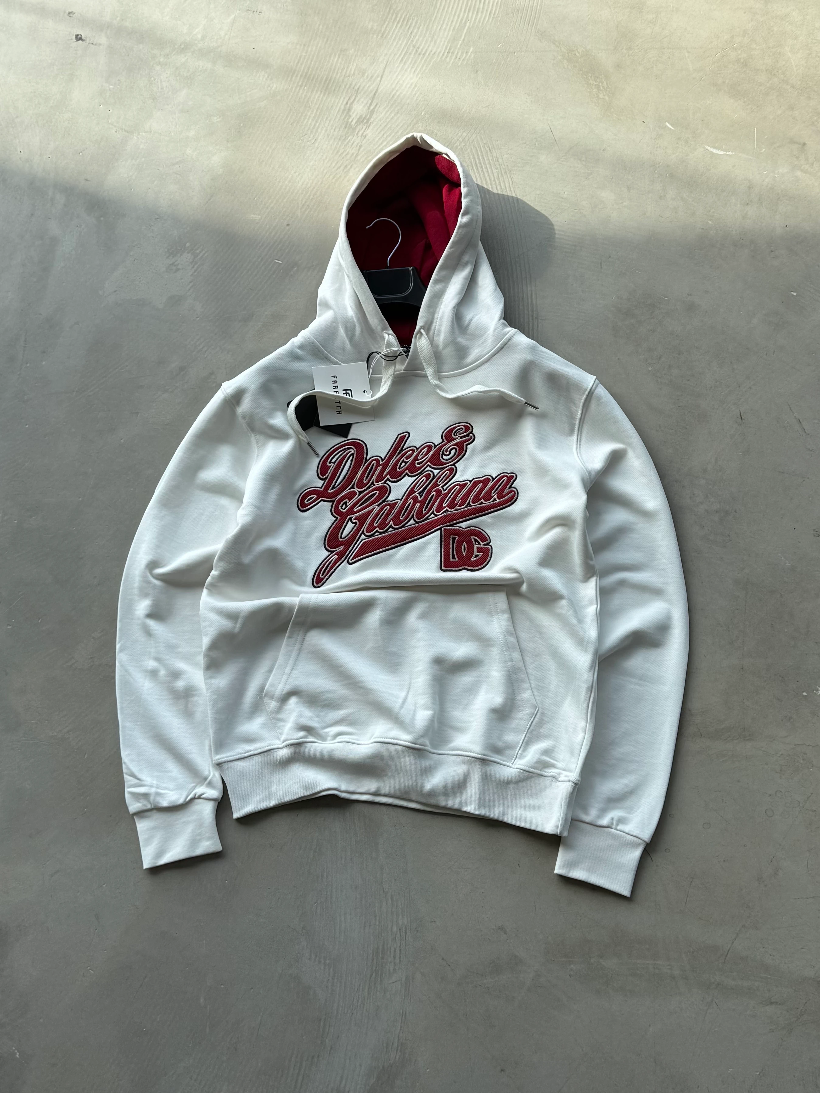 DG Nakışlı Kapüşonlu Premium Sweatshirt - Beyaz