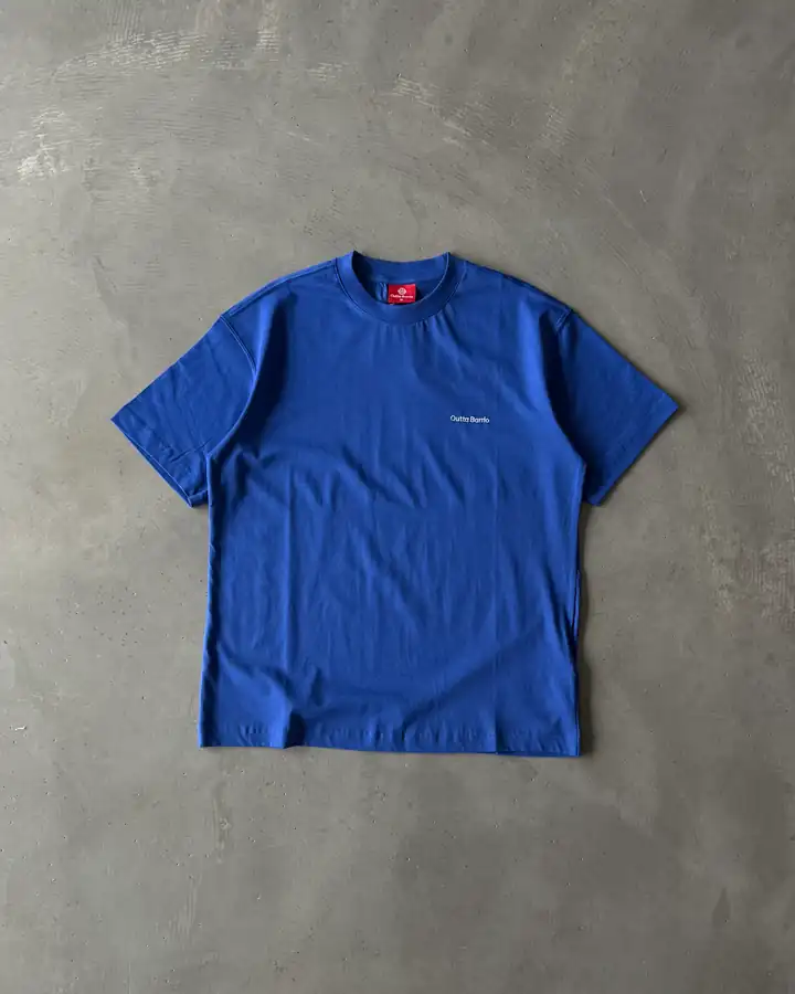 Sol Göğüs Logo Nakışlı Basic T-Shirt - Mavi