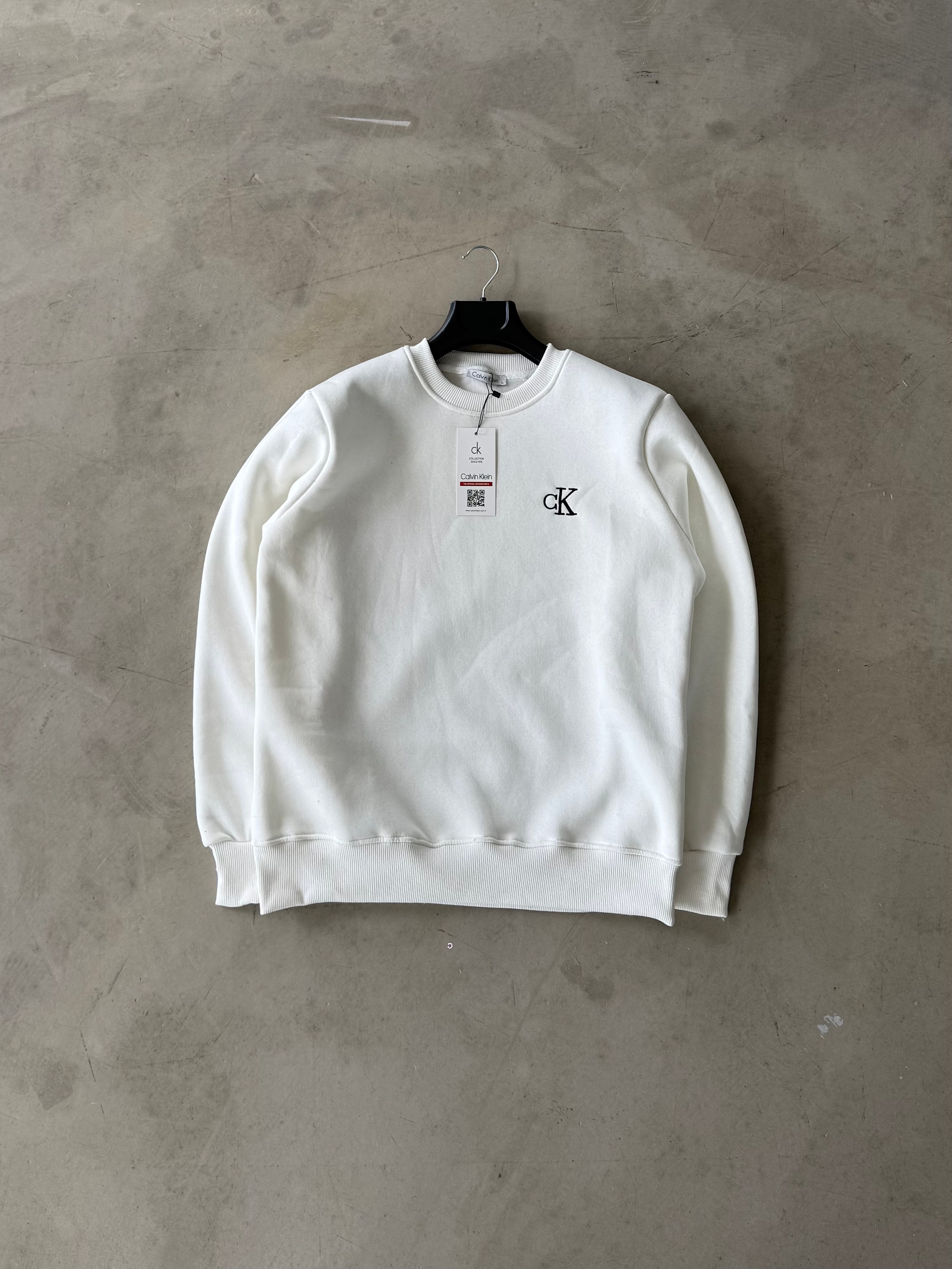 CK Sweatshirt Premium Nakışlı - Beyaz