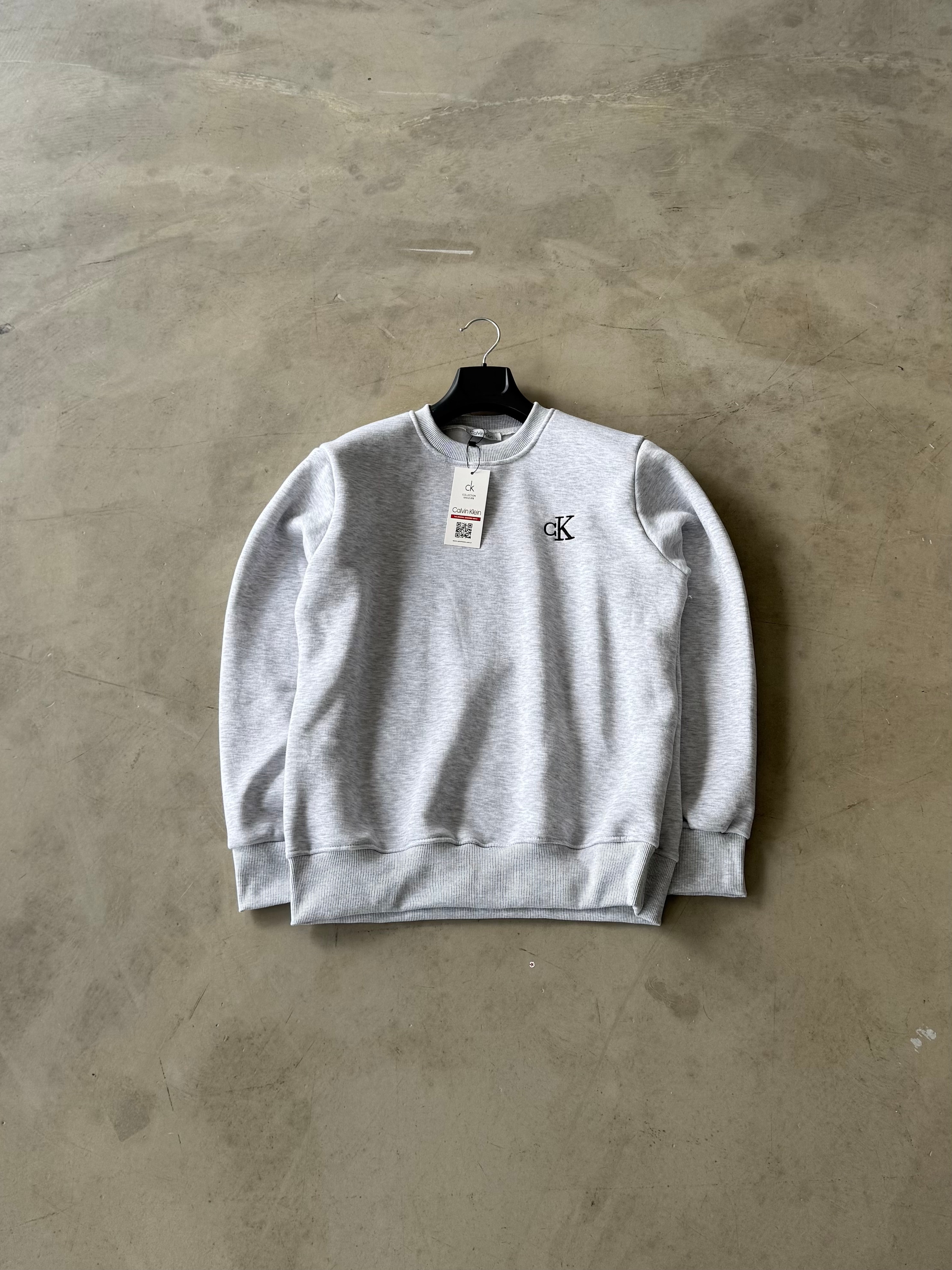 CK Sweatshirt Premium Nakışlı - Açık Gri