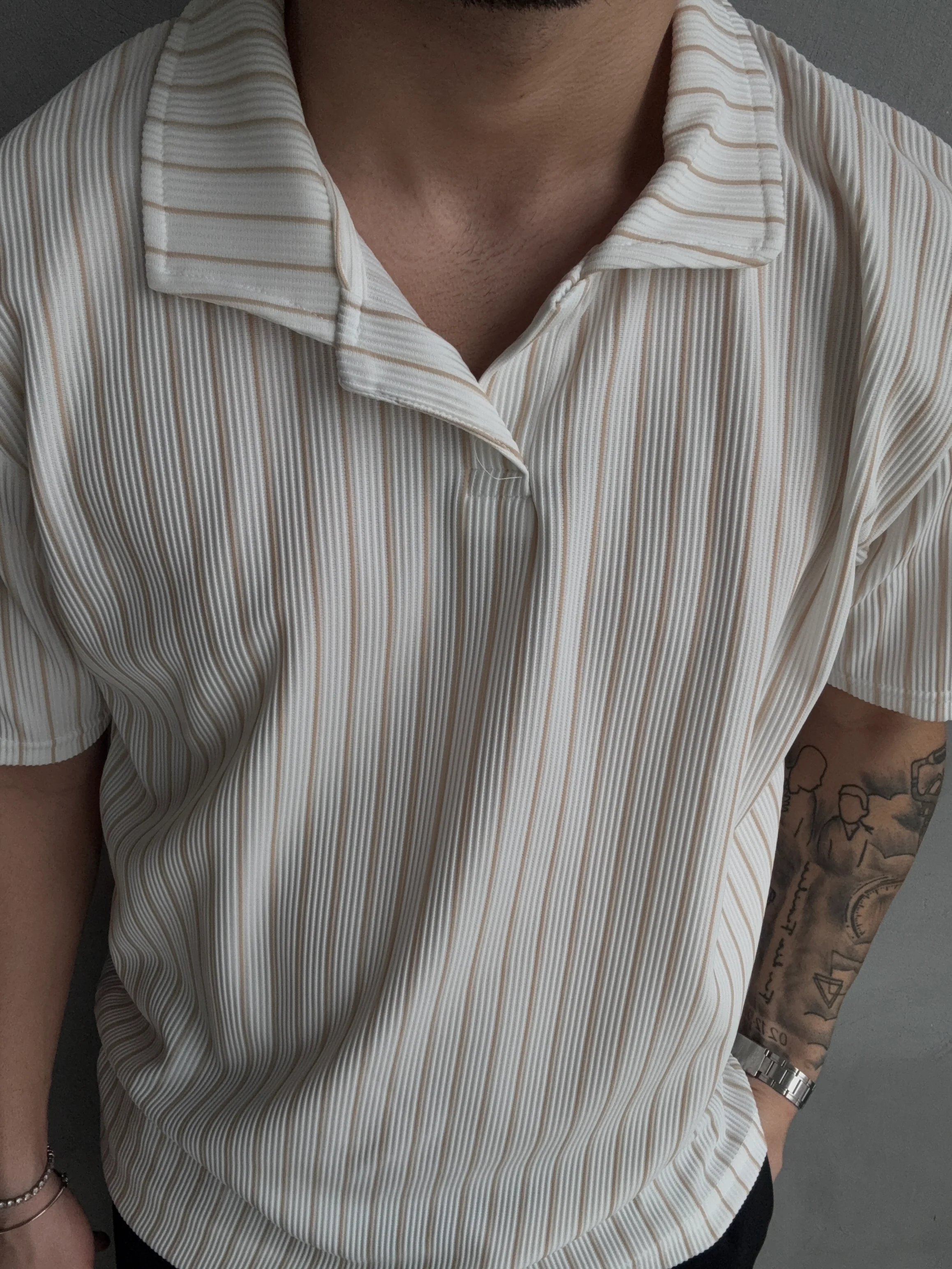 Ottoban Çizgili Hemşire Polo Yaka Tshirt