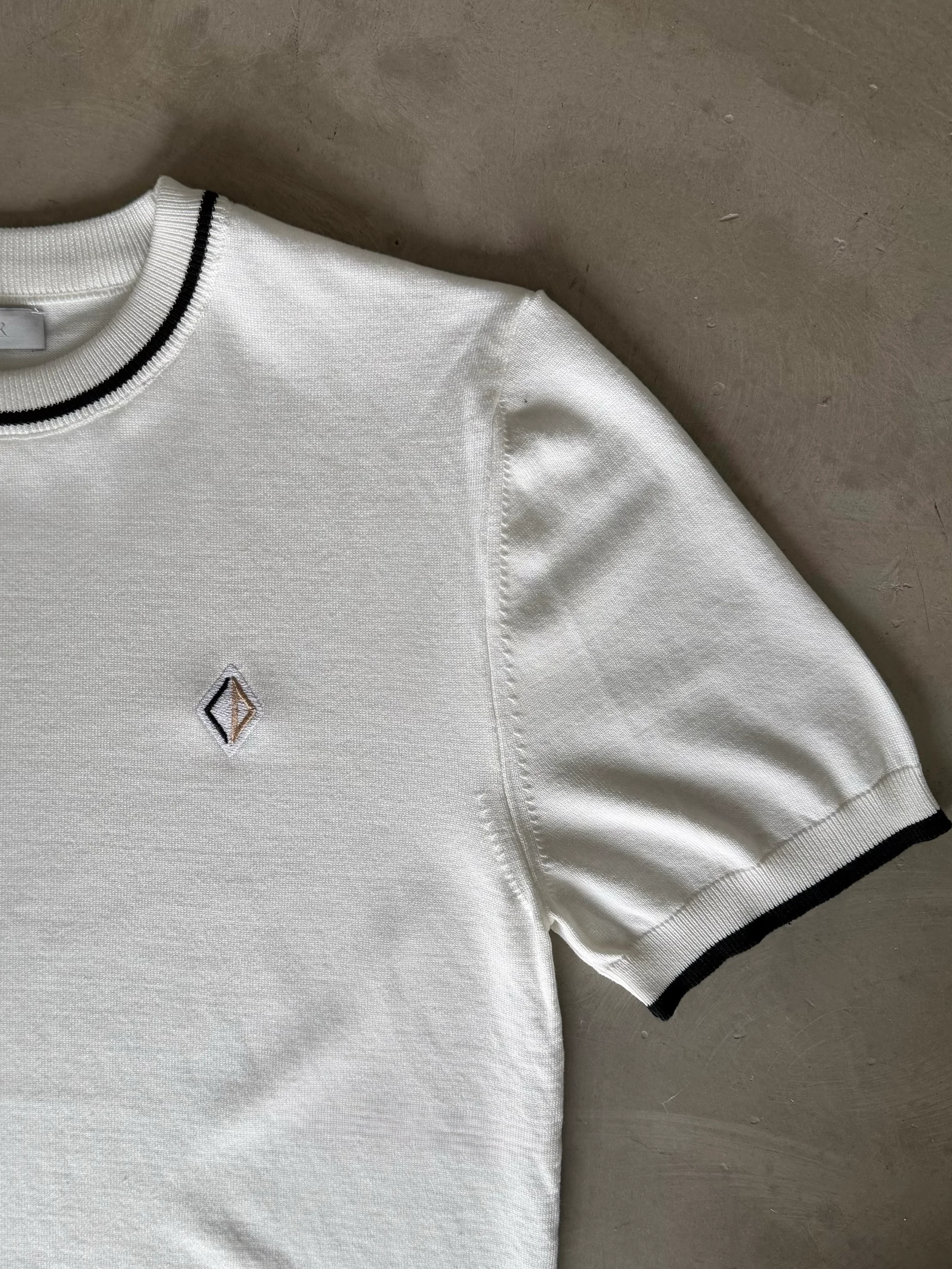 Logo Nakışlı Bisiklet Yaka Triko T-Shirt