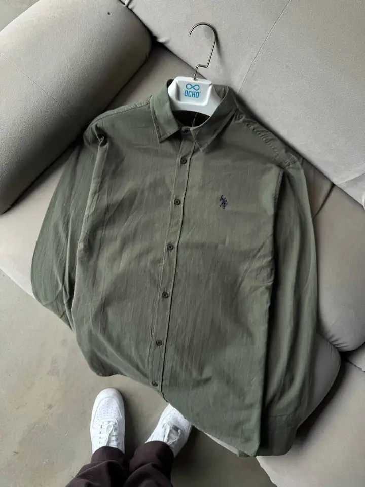 Nakış Detaylı Relax Fit Gömlek - Haki