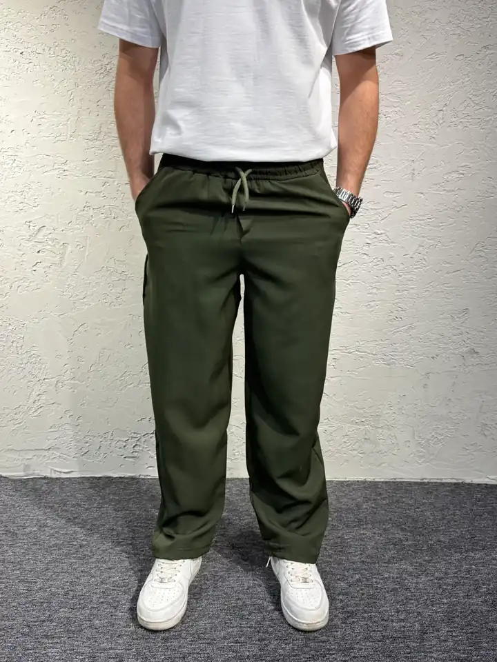 Bel Lastikli Bol Kalıp Kumaş Pantolon