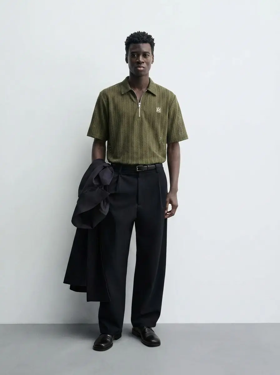 Yarım Fermuarlı Polo Yaka T-Shirt