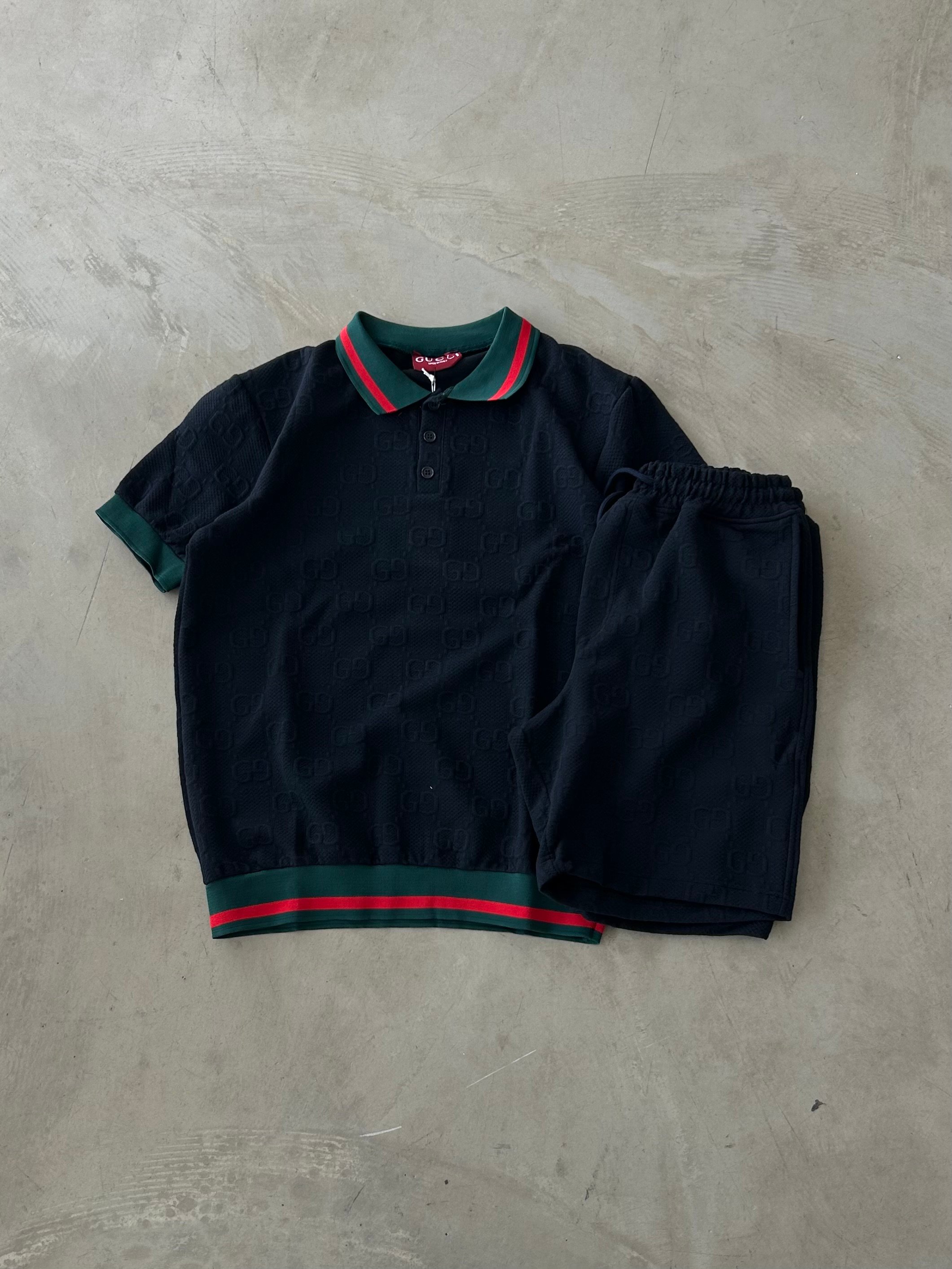 GCC Premium Nakışlı Şort Tshirt Takım - Koyu Lacivert