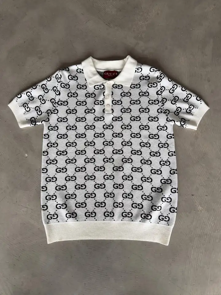 Baklava Desenli Full Logolu Polo Yaka Triko T-Shirt