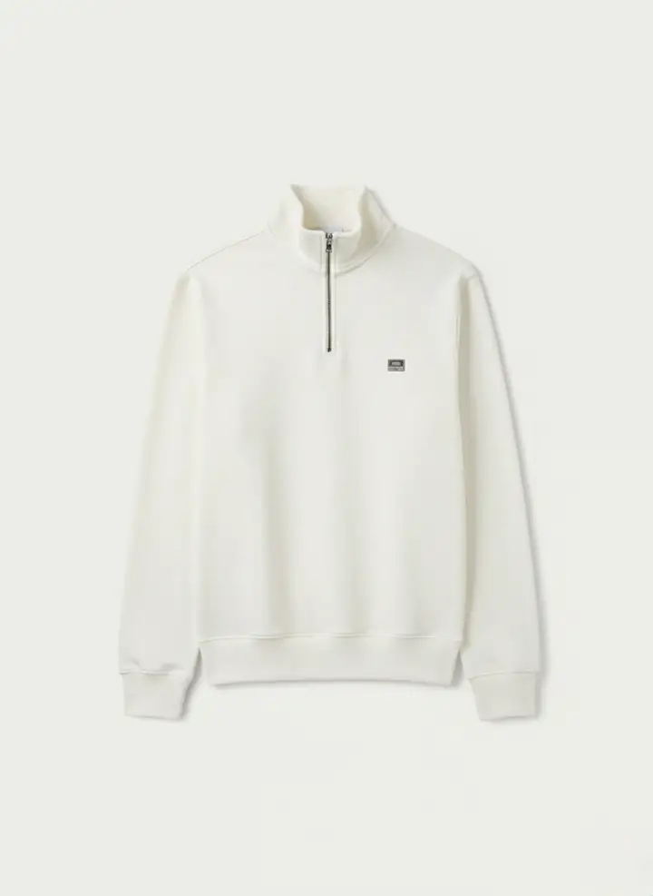 LP Premium Yarım Fermuar Sweatshirt - Beyaz