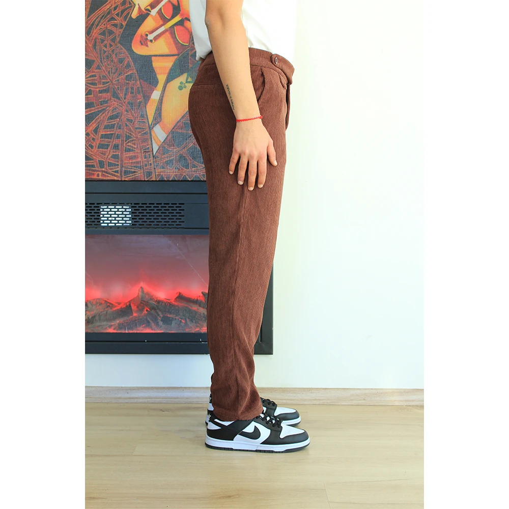 Cep Detaylı Kadife Pantolon