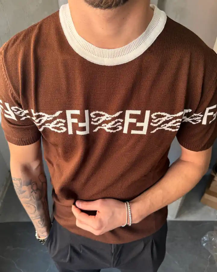 Logo Şerit Detaylı Triko T-Shirt