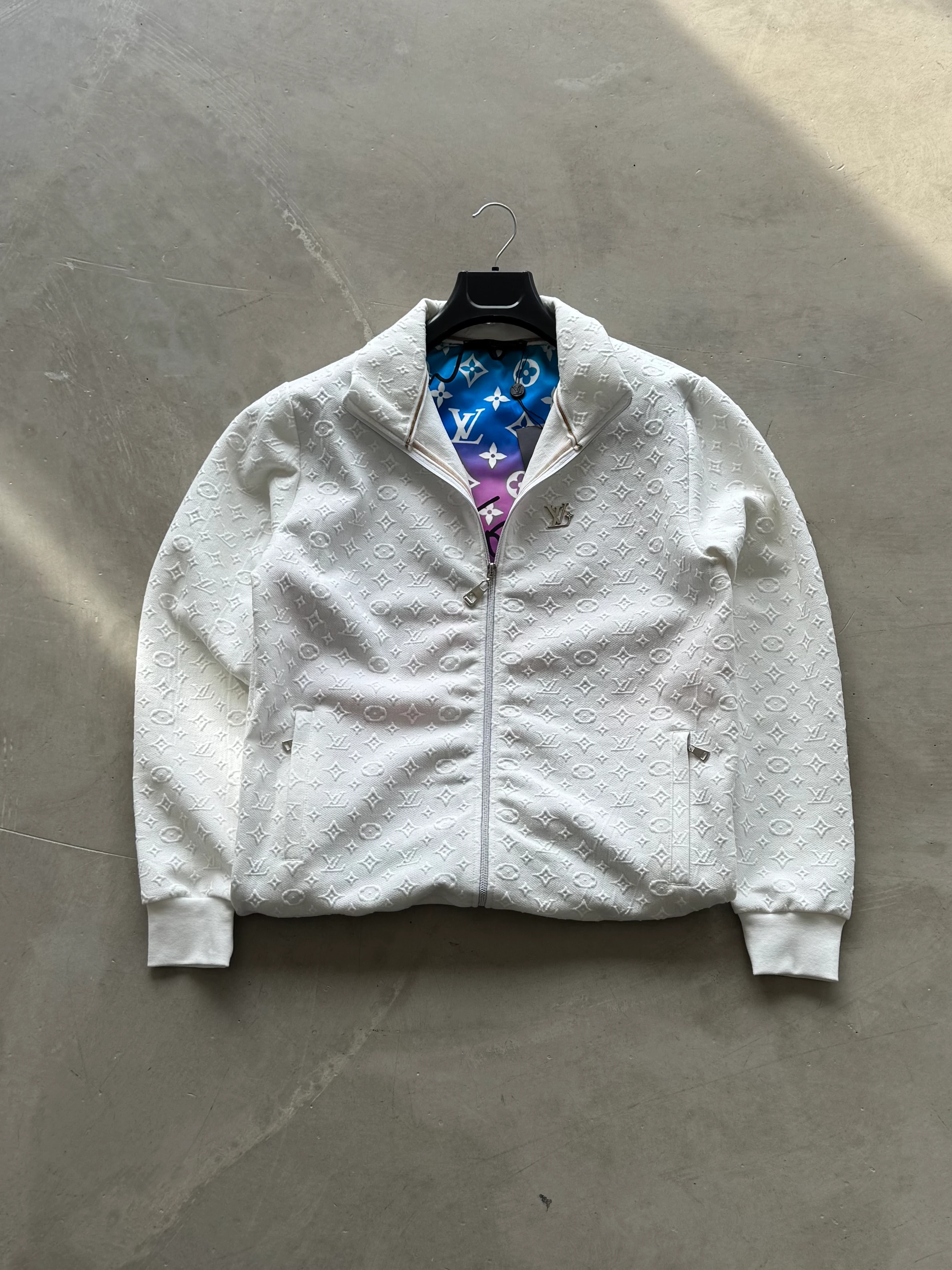 LV Premium Fermuarlı Ceket - Beyaz