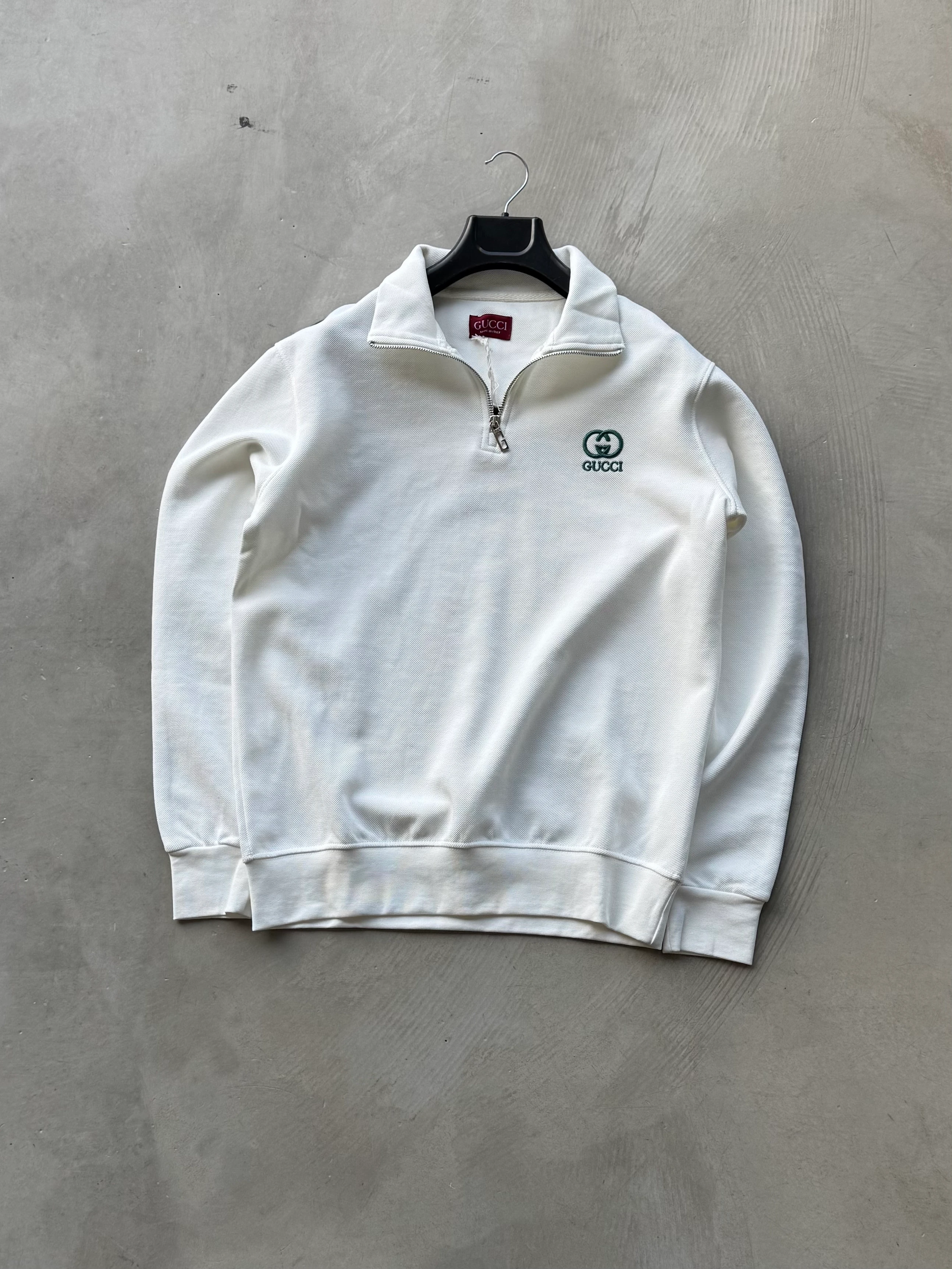 GCC Yarım Fermuarlı Nakışlı Sweatshirt - Beyaz