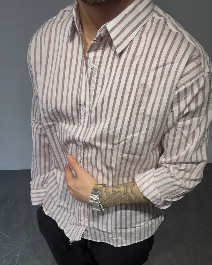 3 Çizgi Oversize Gömlek