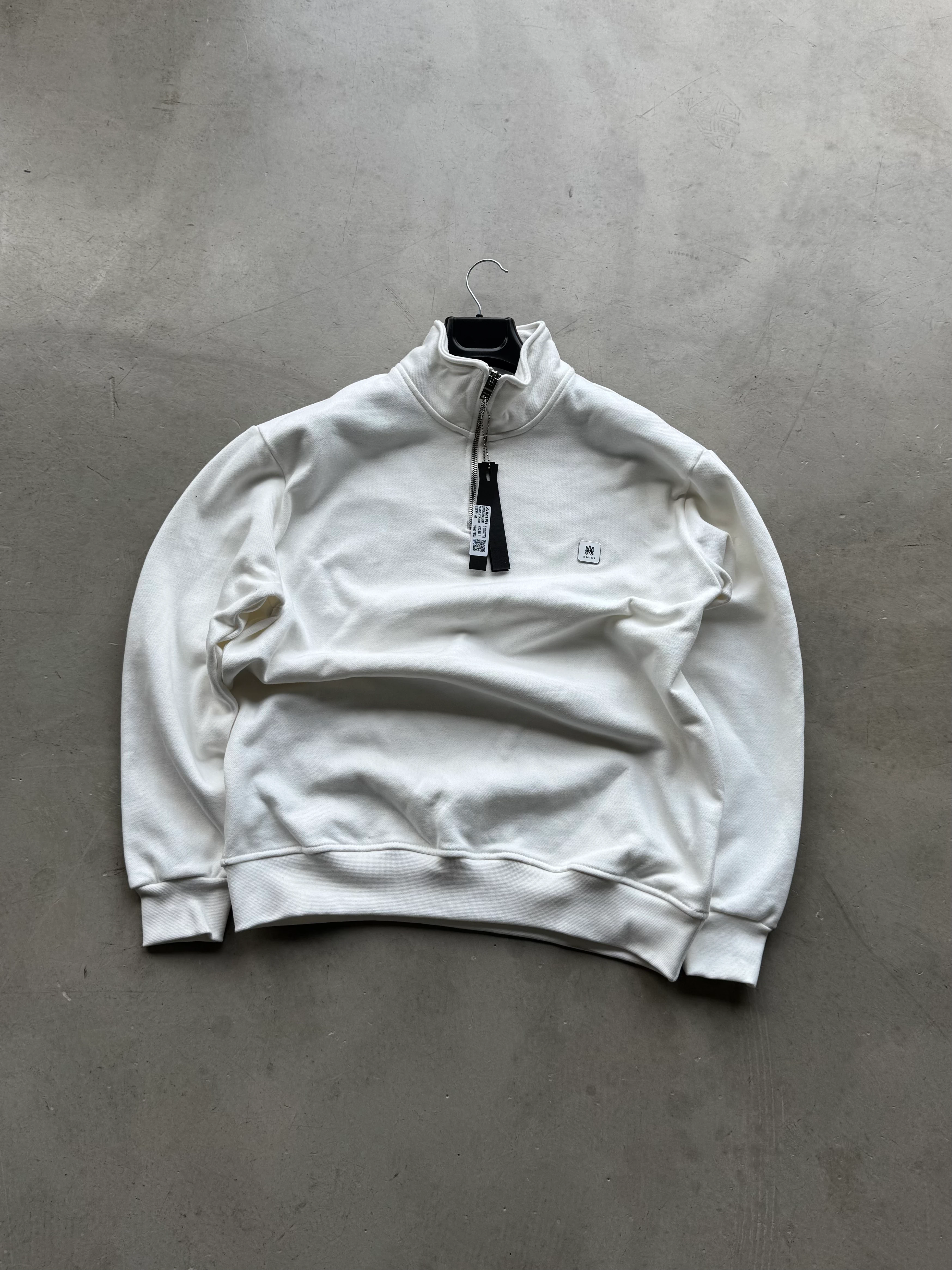 AMR Premium Yarım Fermuar Sweatshirt - Beyaz
