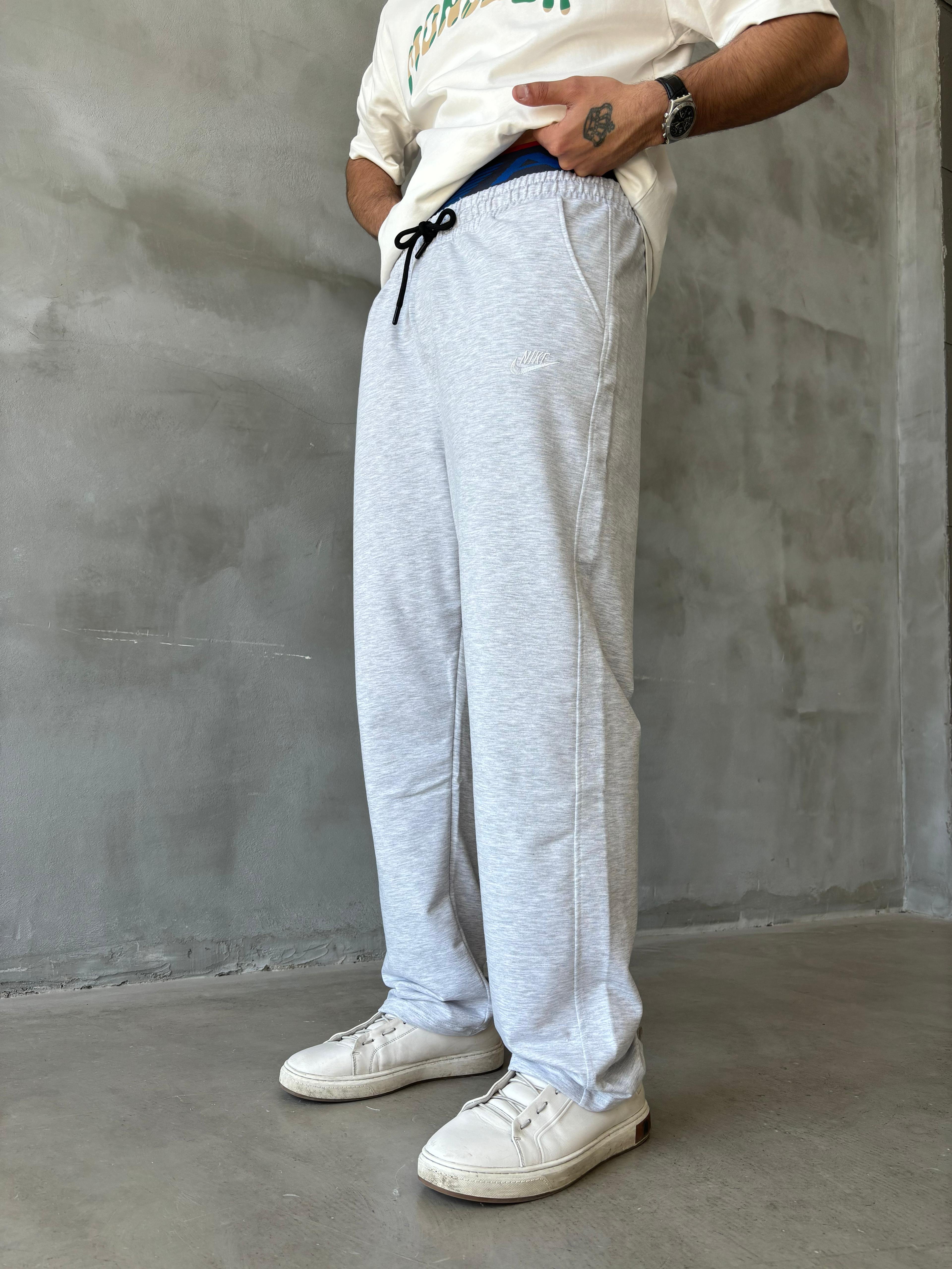 NK Nakışlı Baggy Fit Eşofman  - Gri