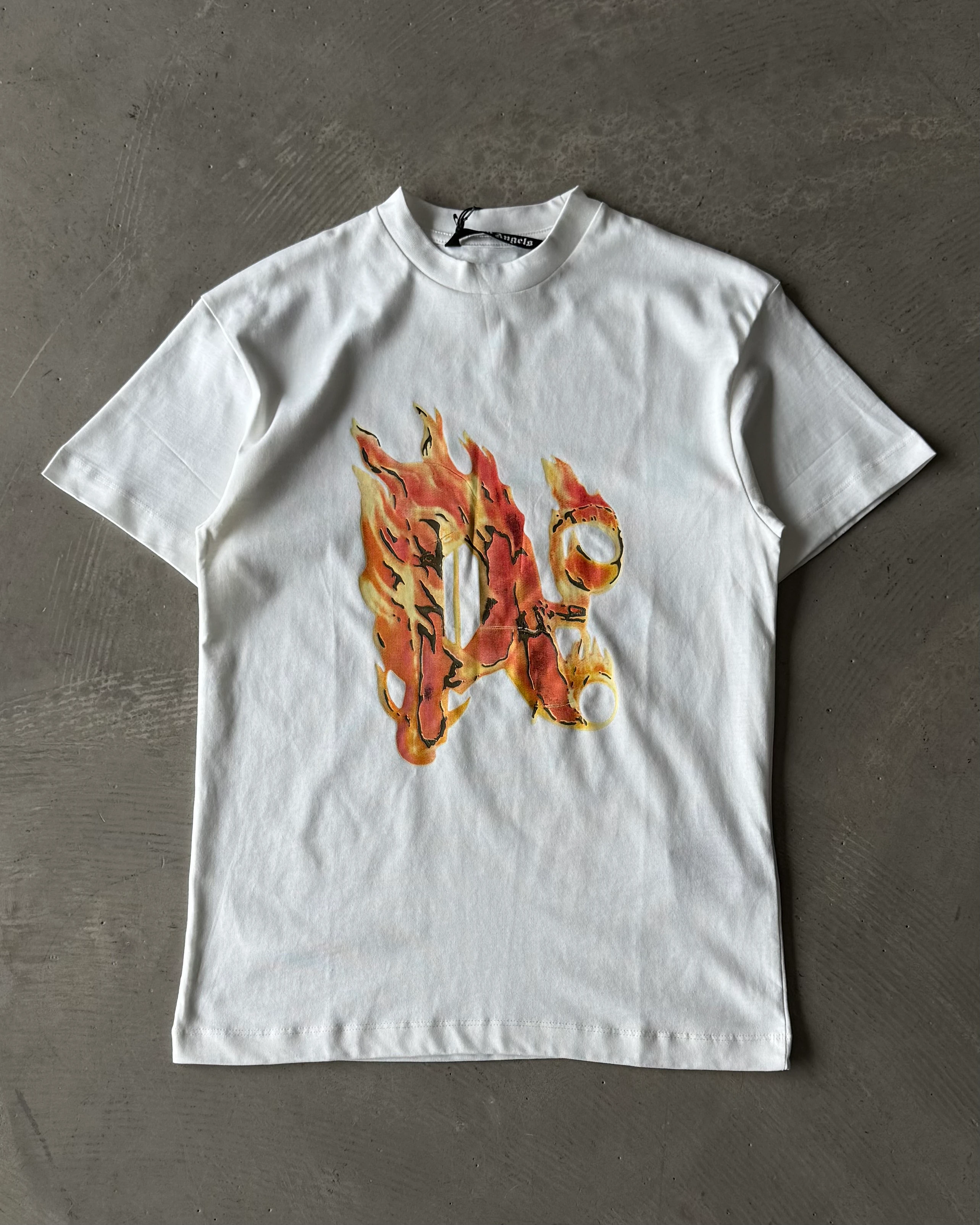 Göğüs Alev Baskılı Basic T-Shirt