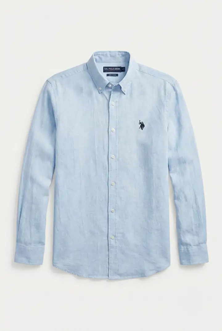 Nakış Detaylı Relax Fit Gömlek - Bebe Mavisi