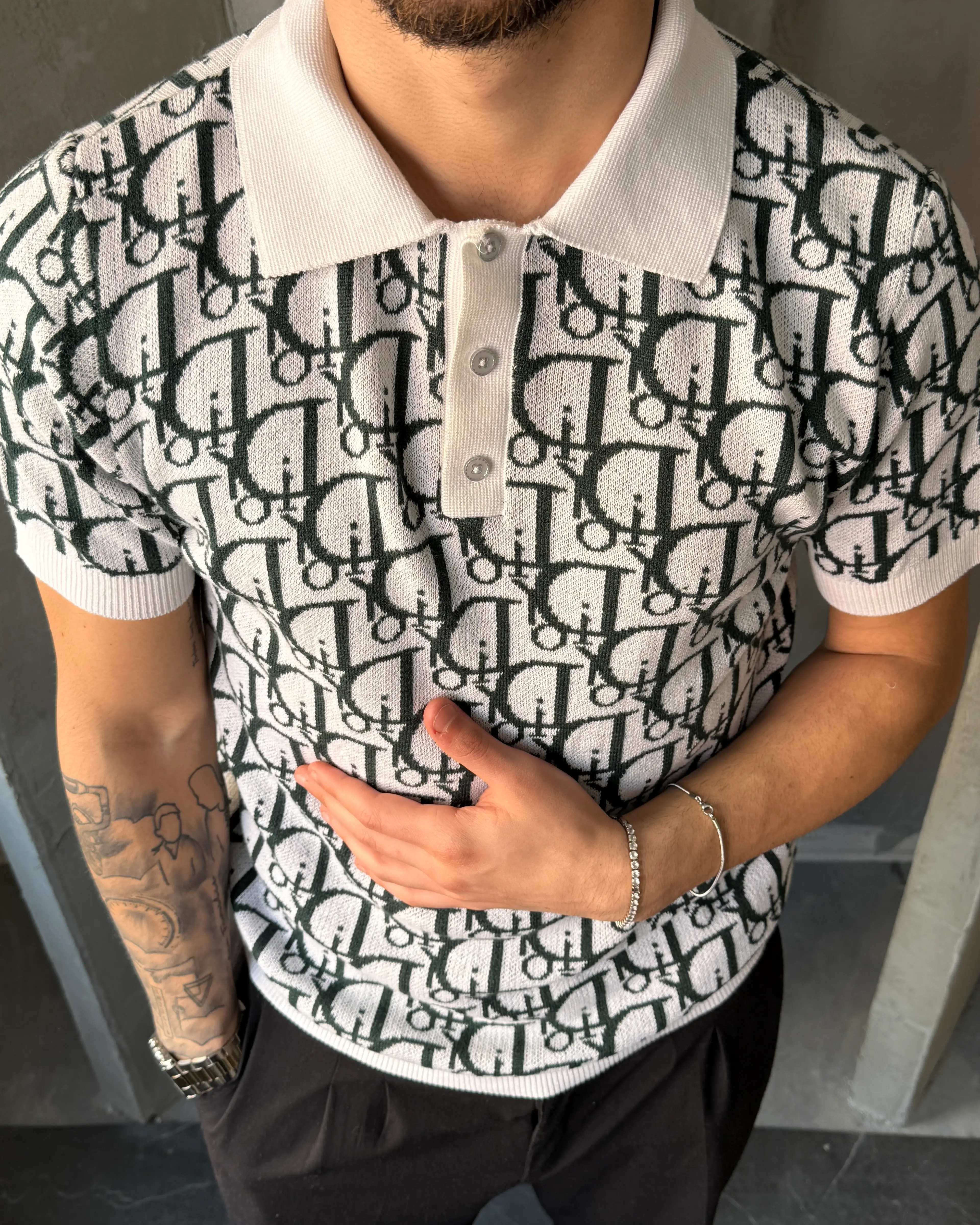 Full Logo Desenli Polo Yaka T-shirt