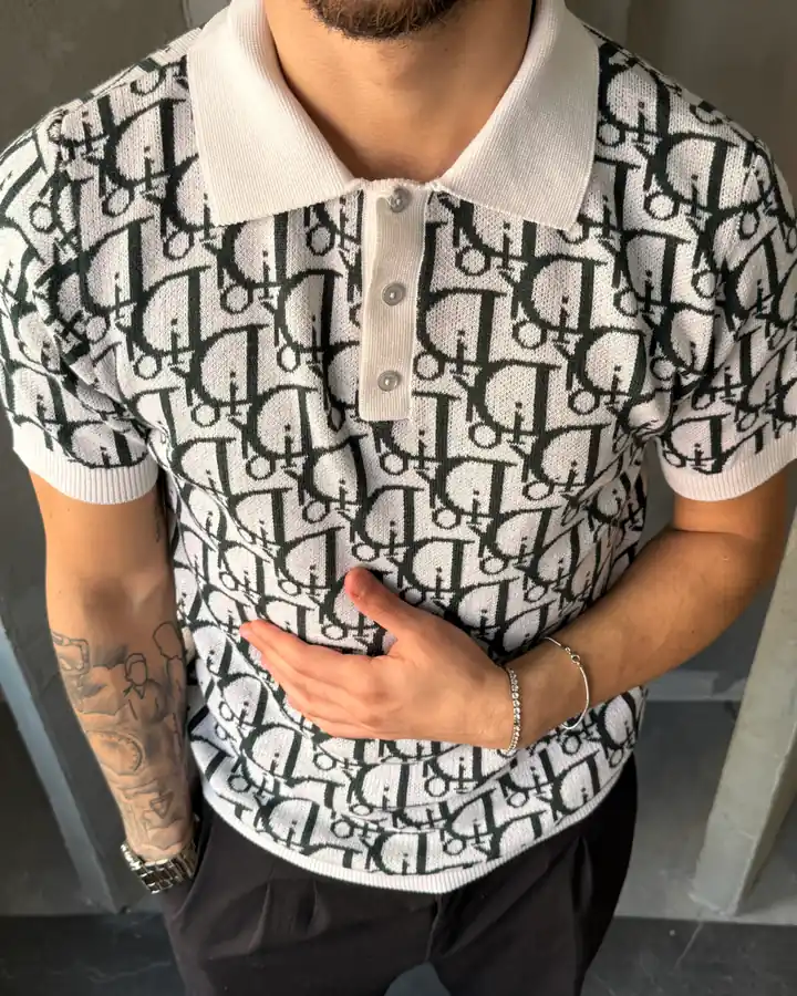 Full Logo Desenli Polo Yaka T-shirt