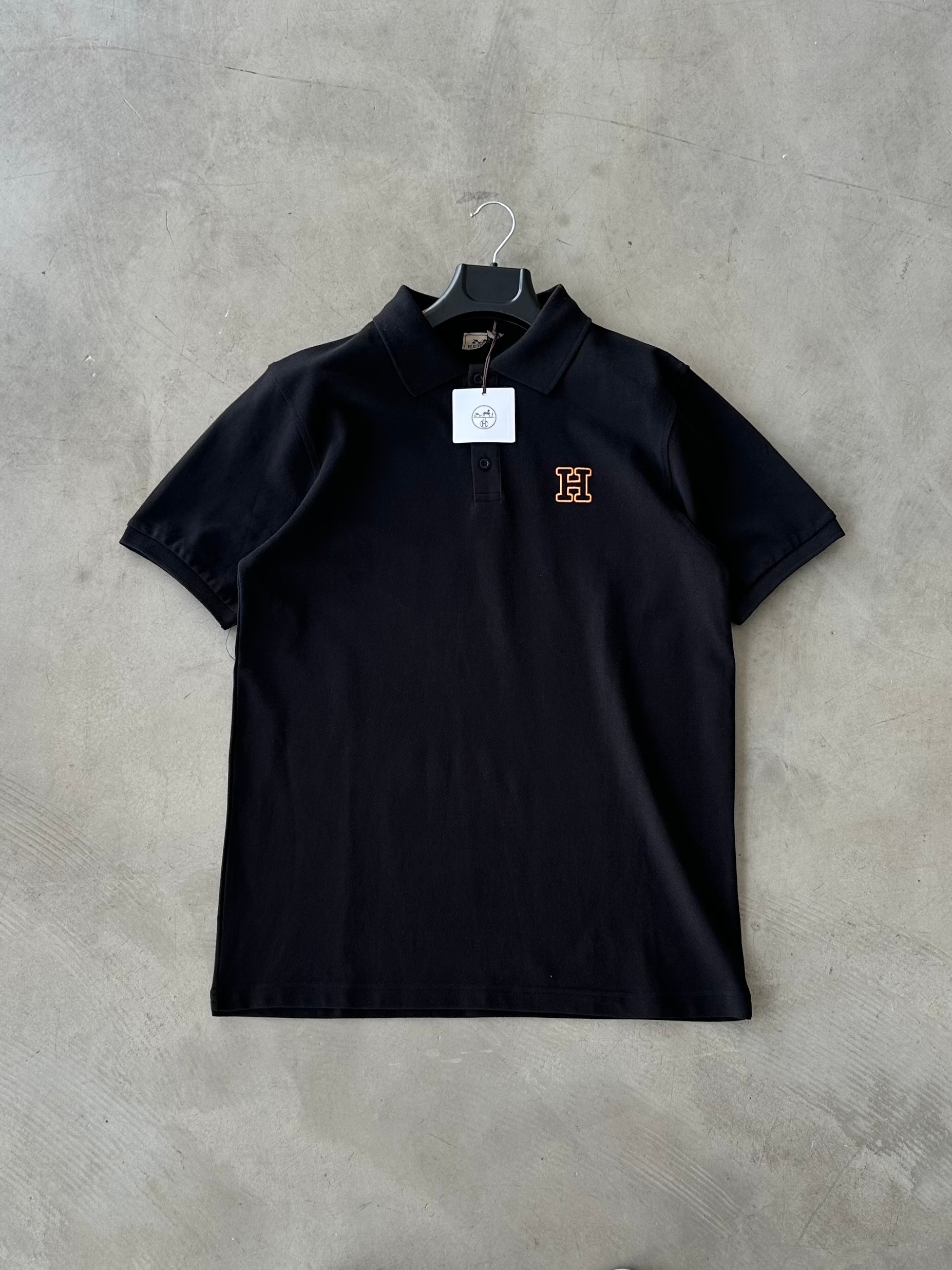 HM Nakışlı Premium Polo Yaka Tee - Siyah