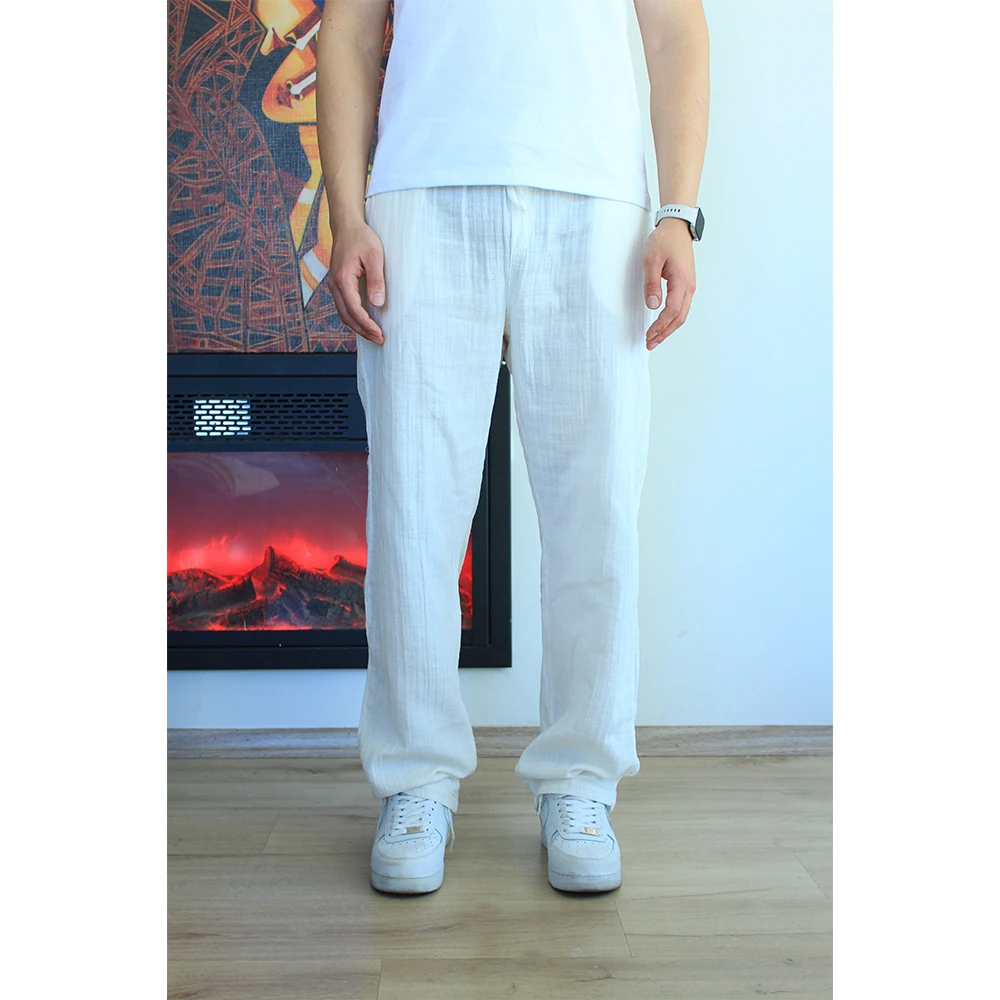 Keten Bağcıklı Relaxed Fit Pantolon