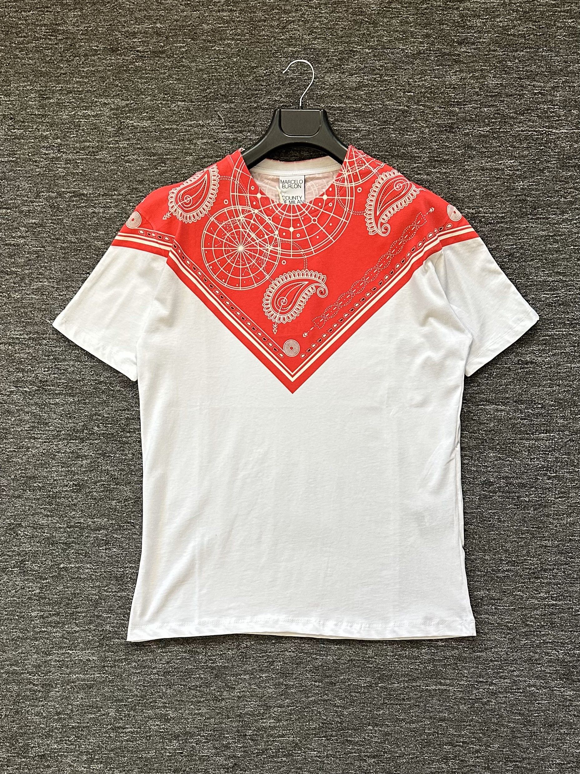 Premium Omuz Baskılı Tee - Beyaz/Kırmızı