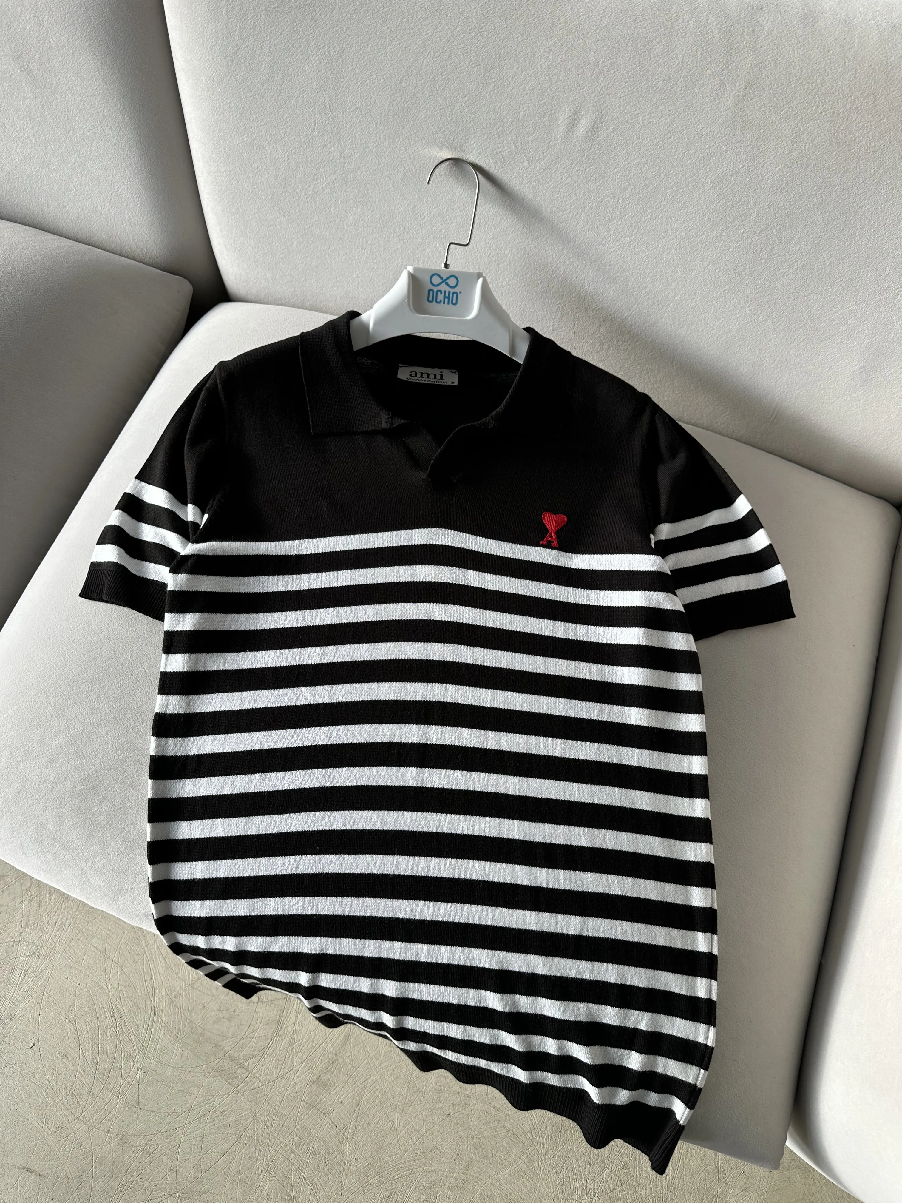 Nakış Detaylı Çizgili Polo Yaka Tee