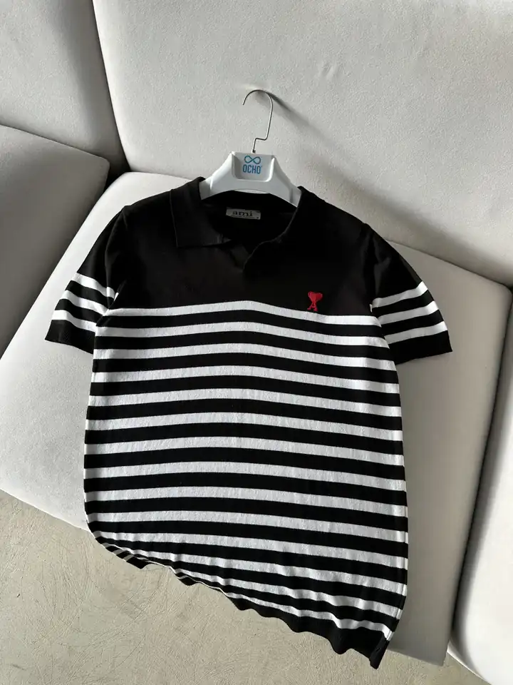 Nakış Detaylı Çizgili Polo Yaka Tee