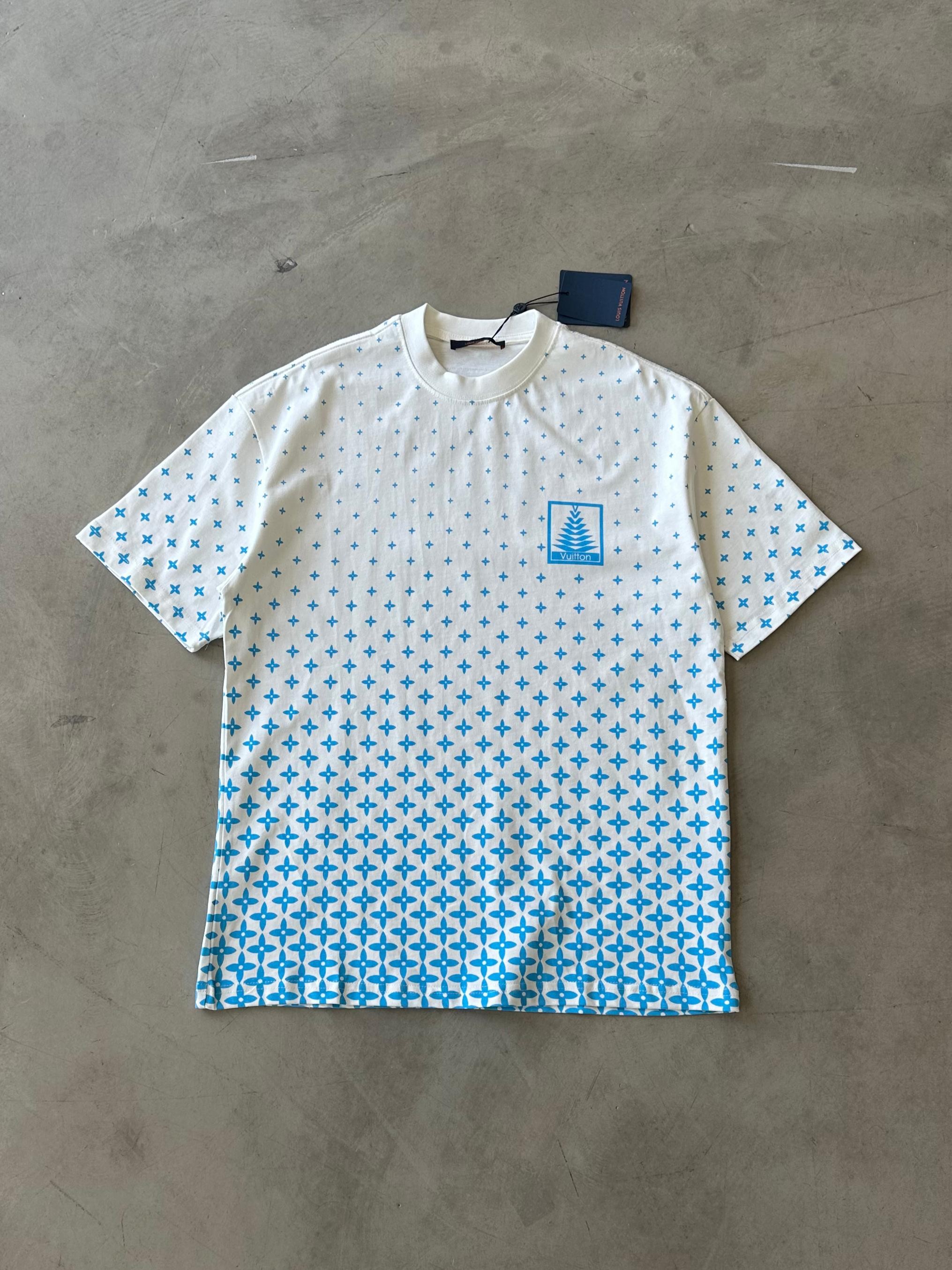 LV Detaylı Luxury Premium Baskılı Tshirt - Beyaz