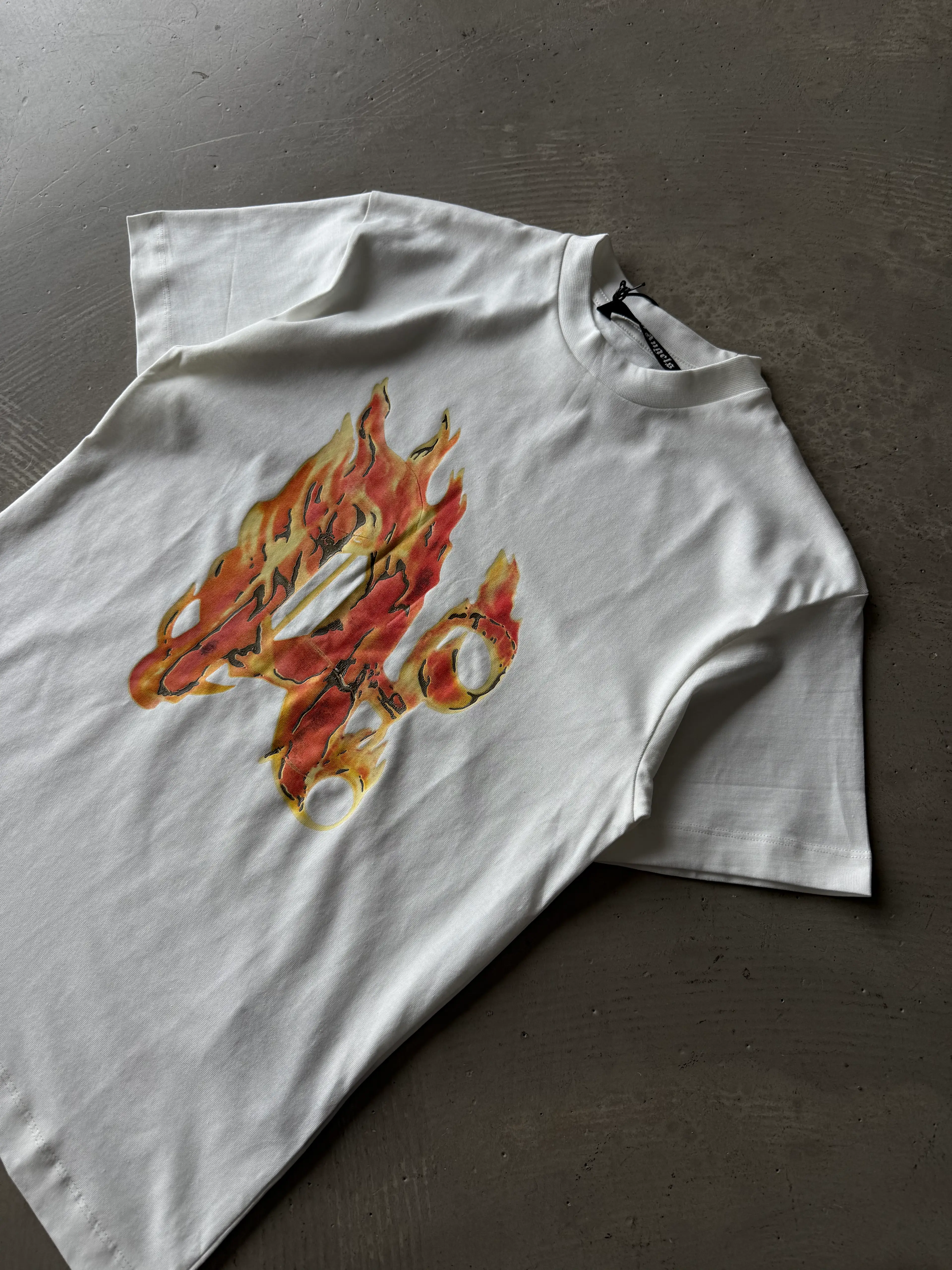 Göğüs Alev Baskılı Basic T-Shirt