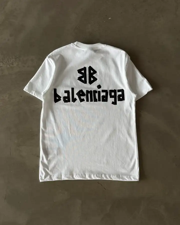 Ön ve Arka Baskılı Basic T-Shirt - Beyaz