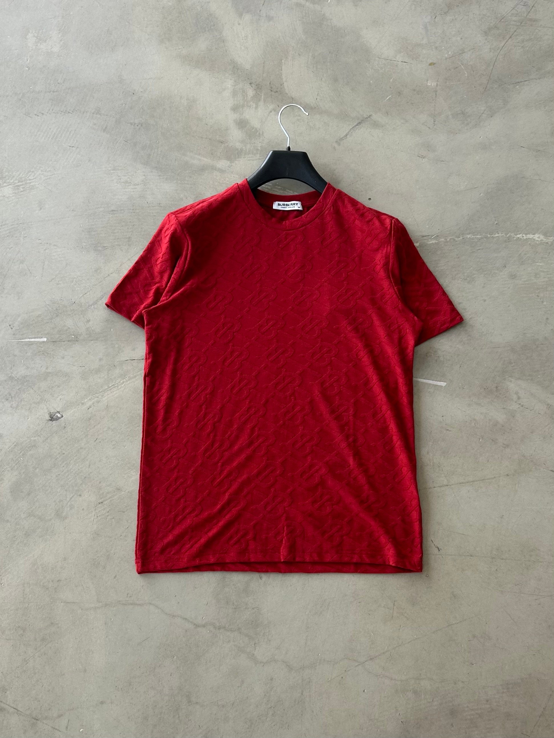 BRBRRY Desenli Premium Basic Tshirt - Bordo