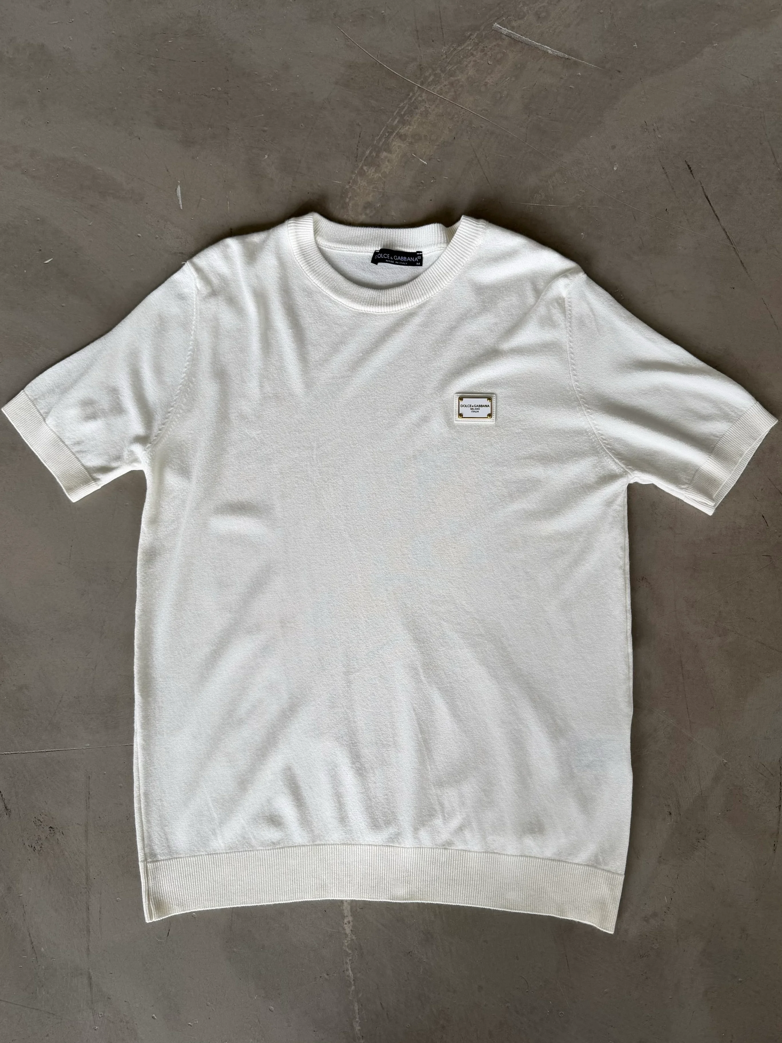 Sol Göğüs Logo Detaylı Bisiklet Yaka Triko T-Shirt