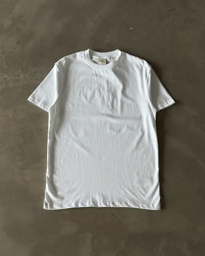 Ön ve Arka Baskılı Basic T-Shirt - Beyaz