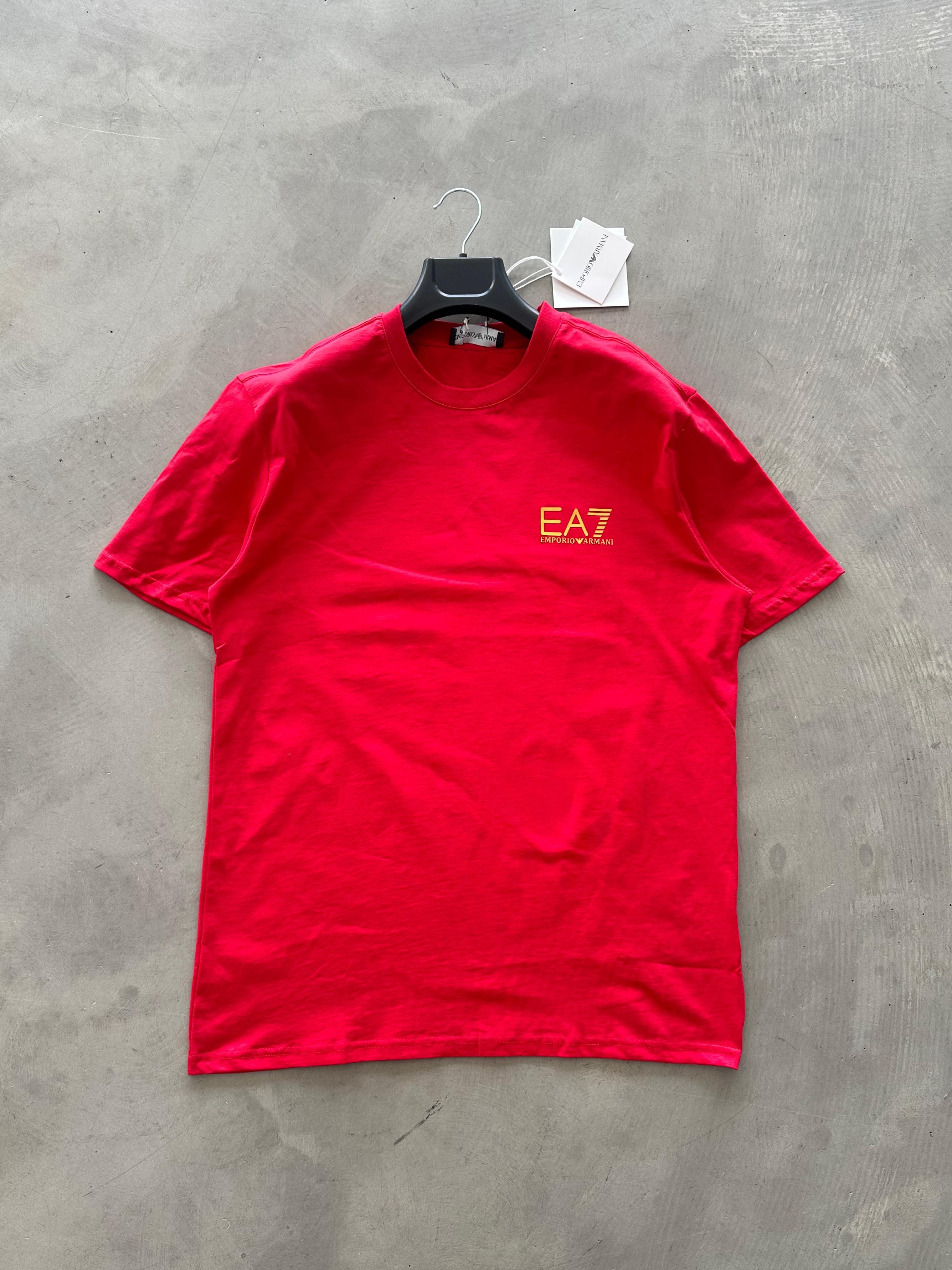 EA7 Premium Baskılı Tshirt - kırmızı