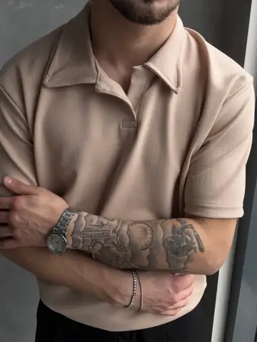 Zara Krep Hemşire Yaka Triko Tshirt - Krem