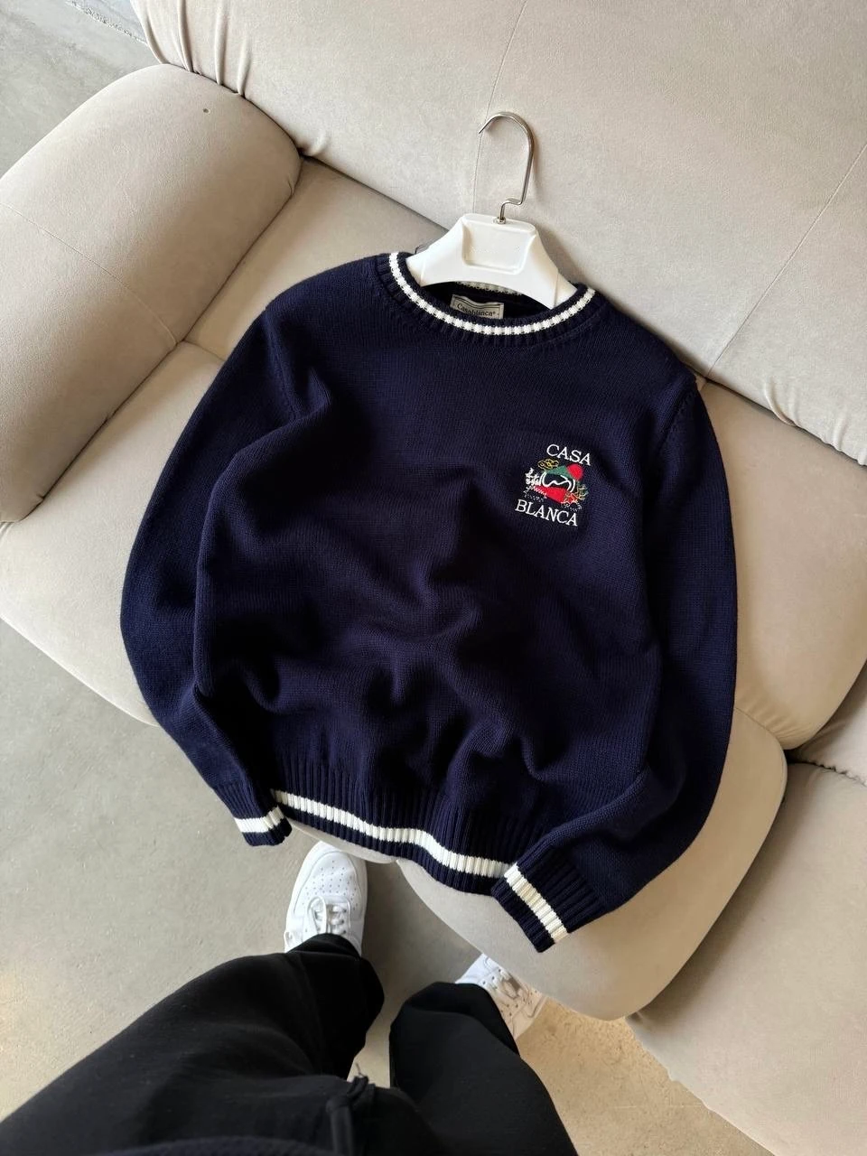 CSB Premium Şerit Detaylı Triko - Lacivert