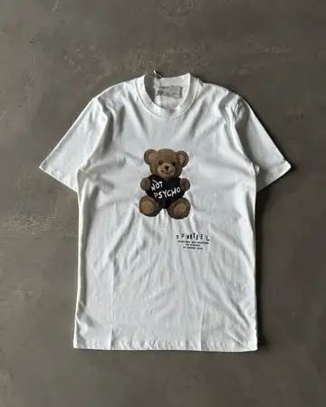 Ayıcık Baskılı " Not Psycho " Basic T-Shirt
