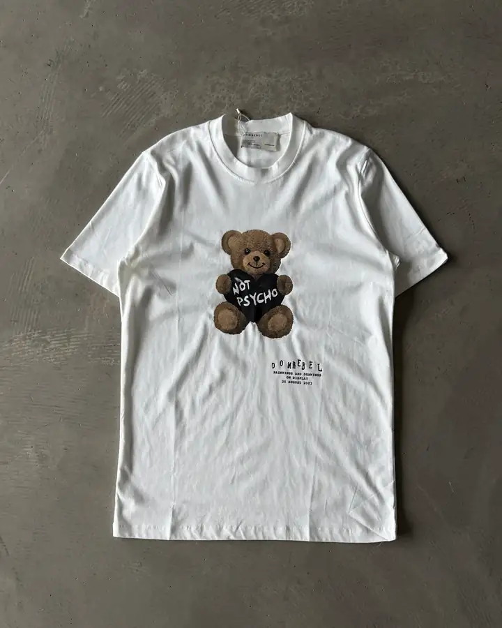 Ayıcık Baskılı " Not Psycho " Basic T-Shirt