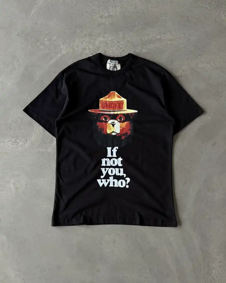 Ayı " Smokey " Baskılı Basic T-Shirt