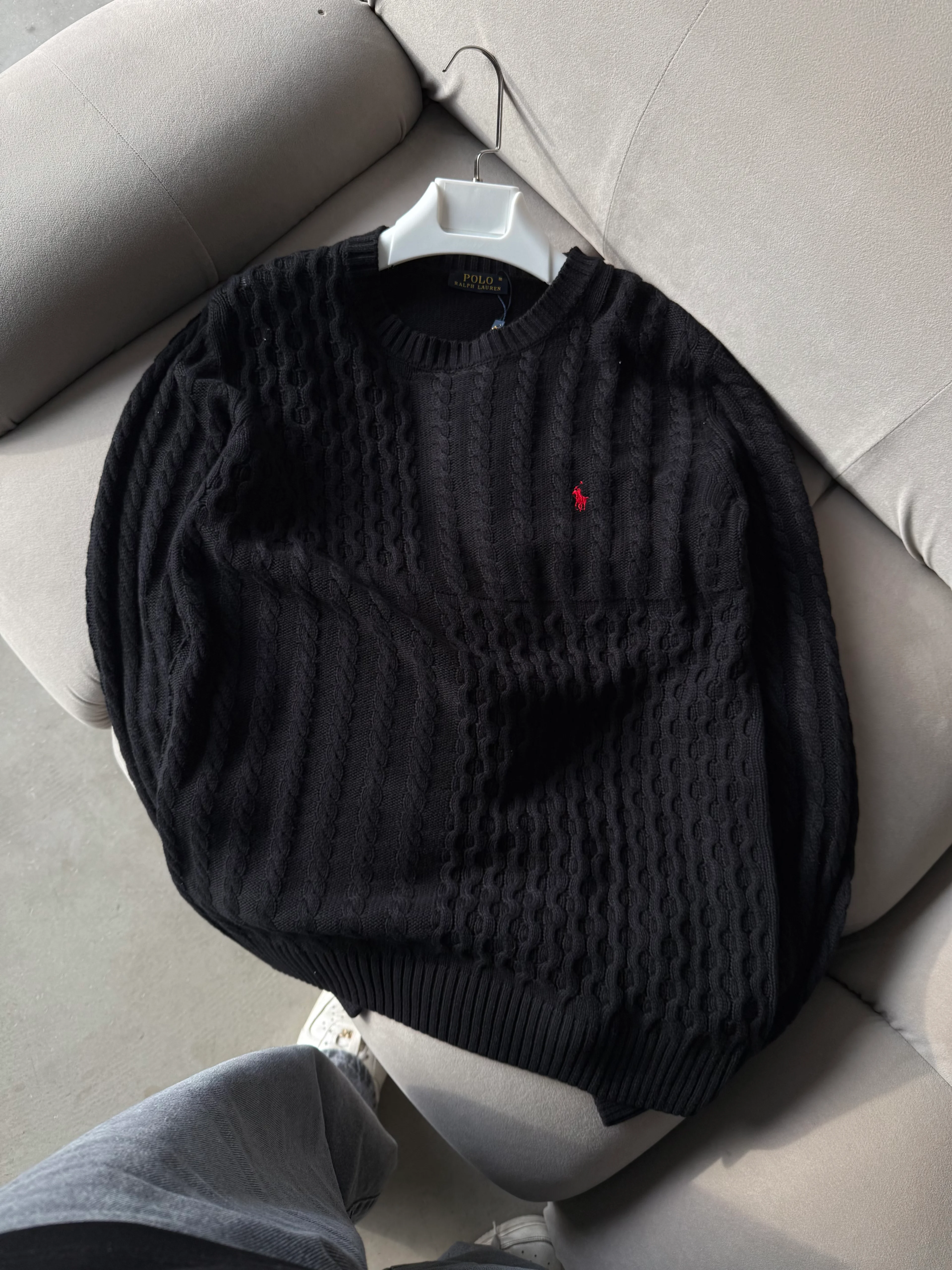 PRL Extra Premium Çapraz Nakışlı Triko - Siyah