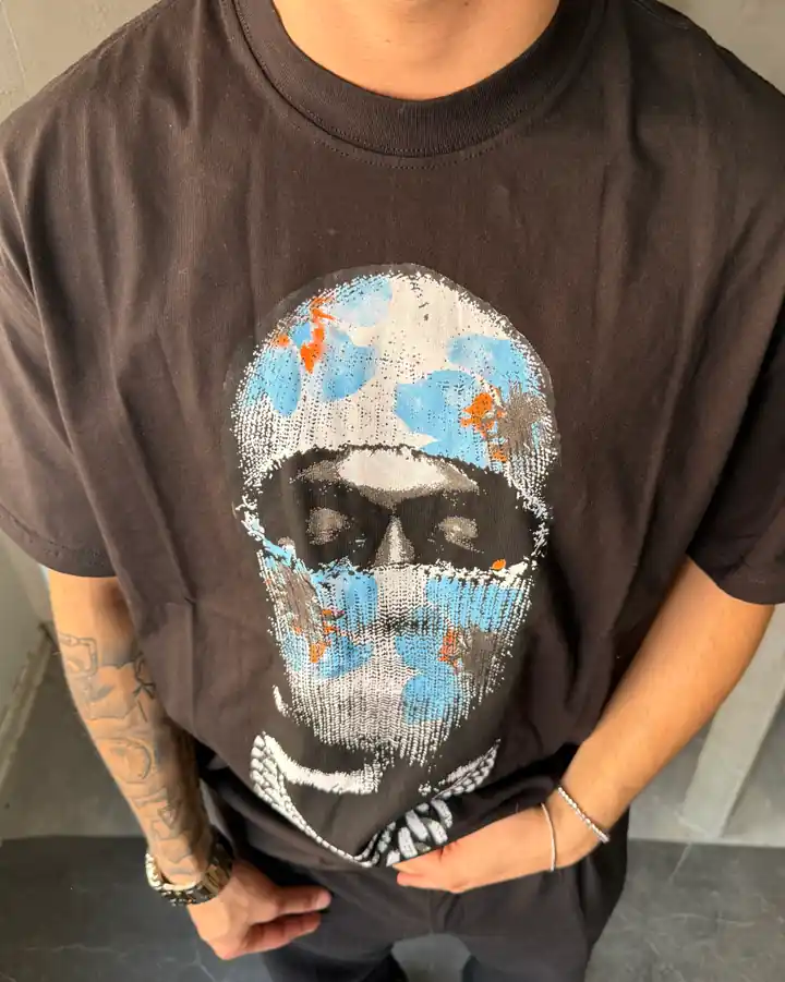 Ön Baskılı Kısa Kollu T-Shirt - Siyah Renk