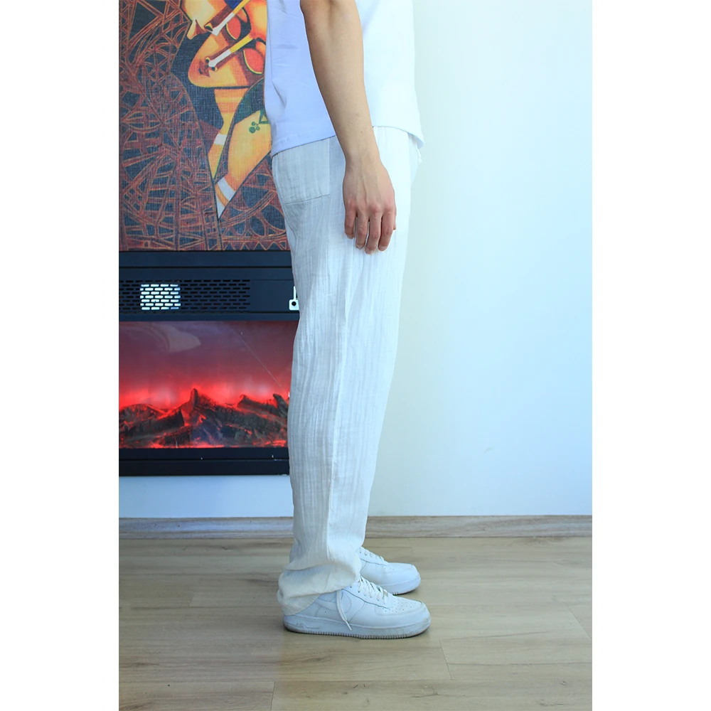 Keten Bağcıklı Relaxed Fit Pantolon